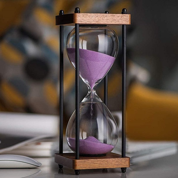 30 Minute Square Wood Hourglass with Black Spindles - Perfect for Classroom, Office, and Home Decor