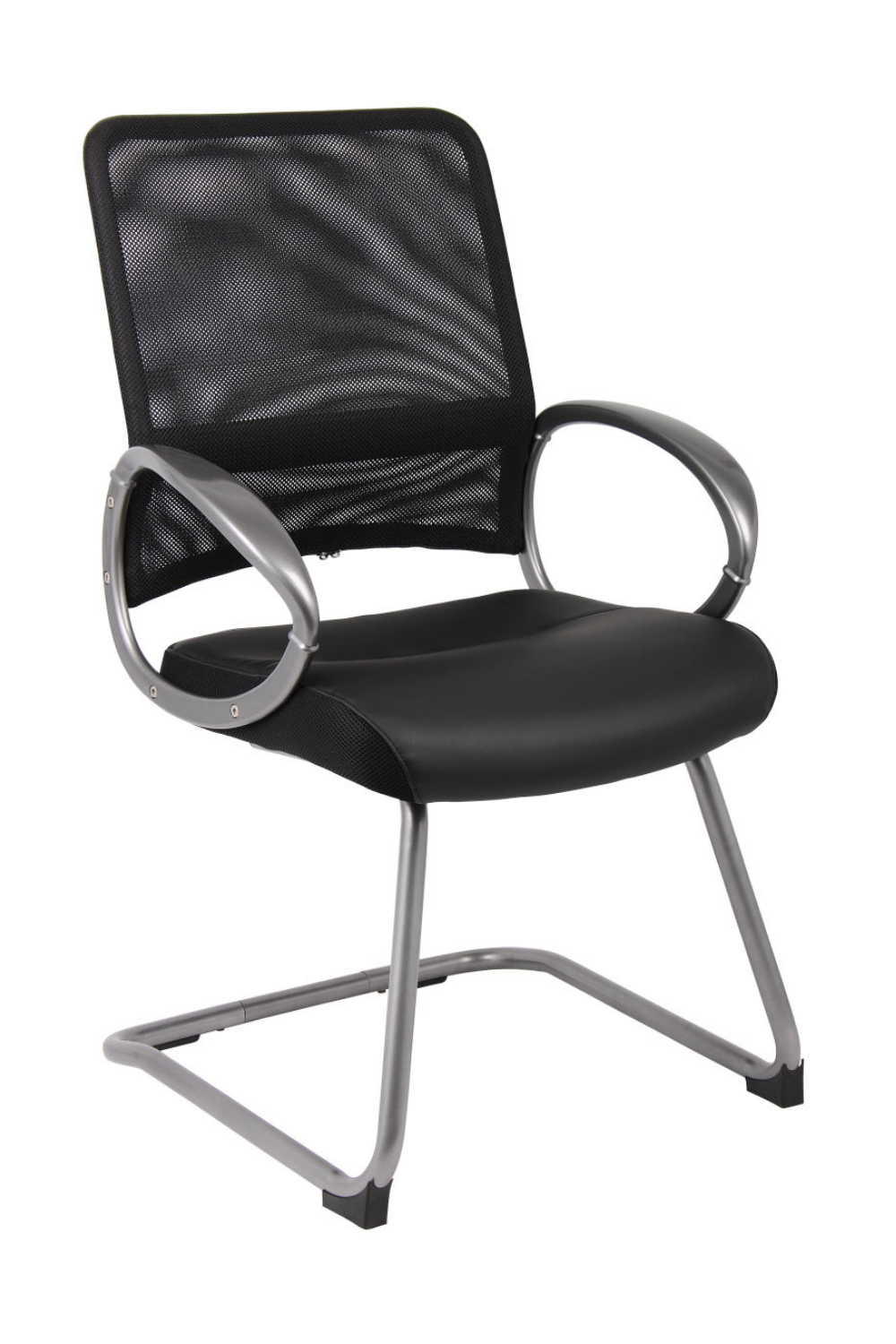 Boss B6409 Mesh Back Guest Chair with Pewter Finish - Ergonomic Office Chair for Home & Conference Room Use