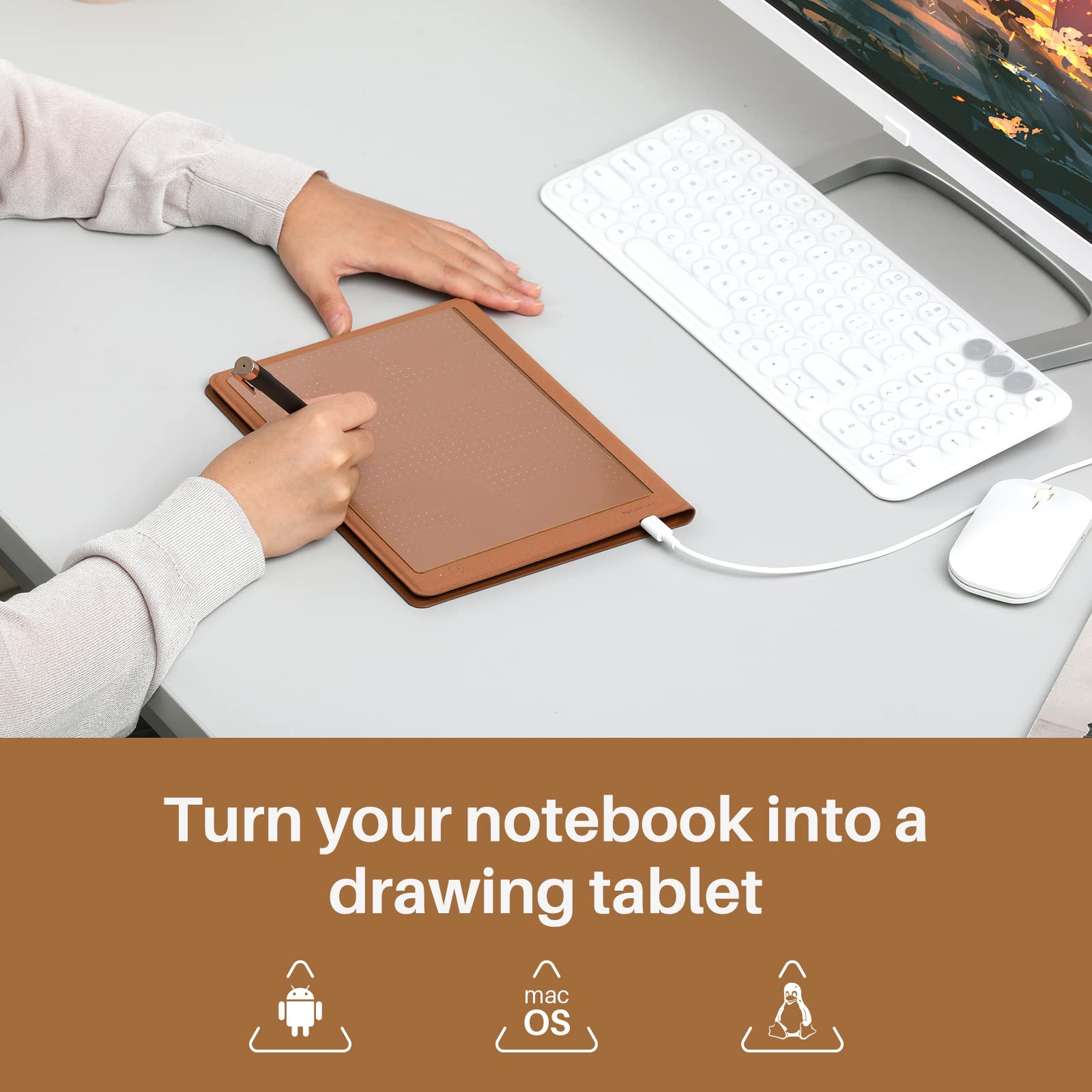 HUION Note 2-in-1 Digital Notebook & Drawing Tablet with Battery-Free Stylus, Bluetooth Wireless Electronic Writing Pad - A5 (9.5x7 inch) Refillable Notepad for Note Taking, Digital Art, Online Meetings & Office Work - Perfect for Students, Artists & Professionals