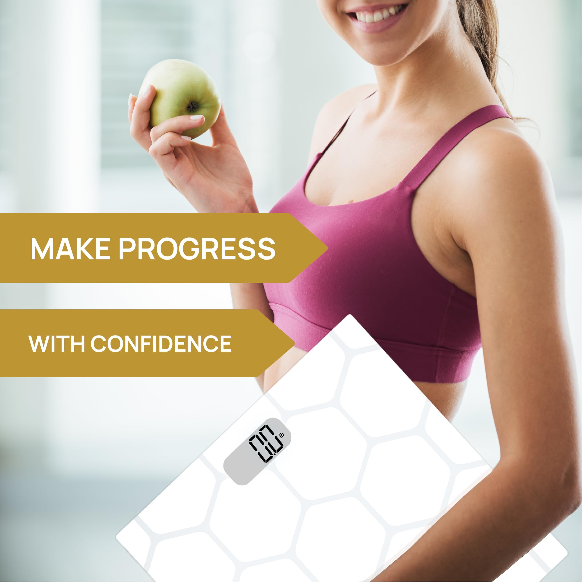 INEVIFIT Digital Bathroom Scale - Highly Accurate Body Weight Scale with 400 lbs Capacity, Includes Batteries - Perfect for Home, Gym & Health Tracking