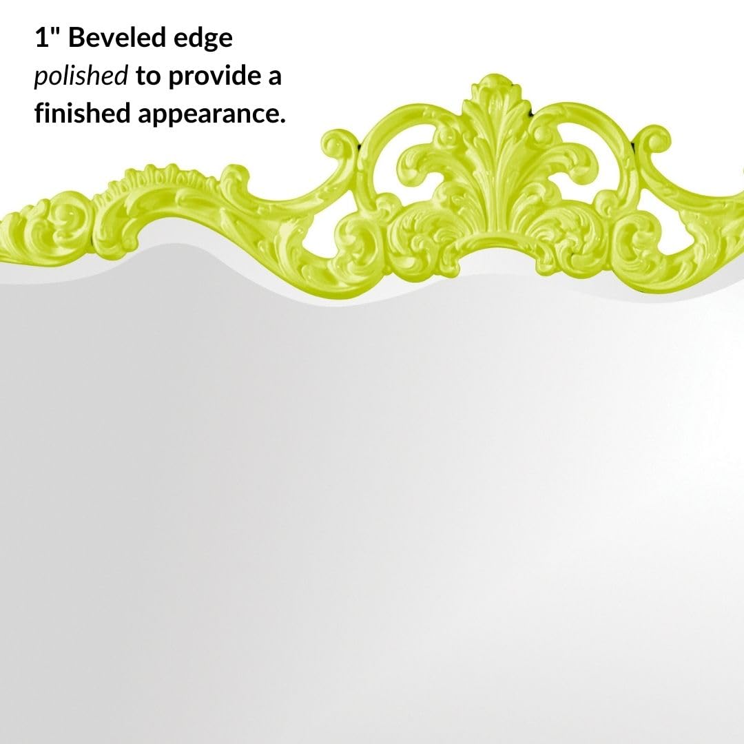Howard Elliott Antiqued Talida Mirror - Ornate Rectangular Wall Mirror with Resin Frame, Glossy Green Finish, 27