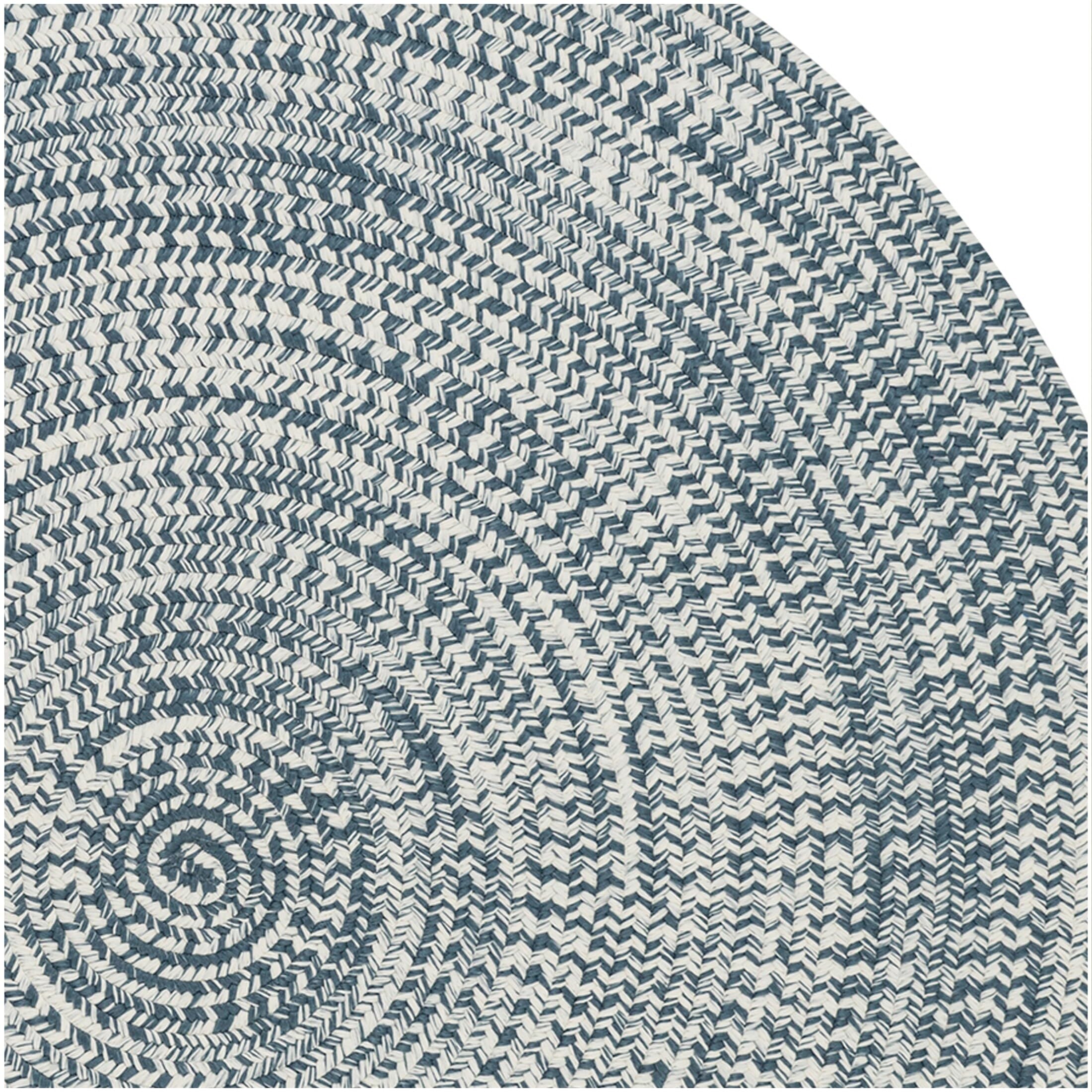 Colonial Mills Boatside Reversible Braided Area Rug 8' x 8' Round - Indoor/Outdoor Use, Atlantic Blue & White Nautical Design | Perfect for Coastal Living Rooms, Beach Houses & Casual Decor
