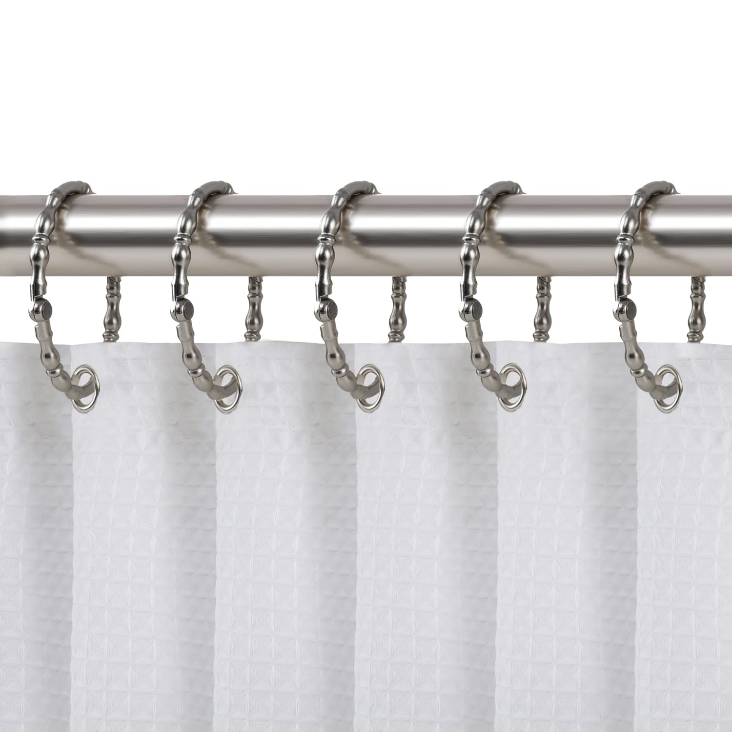 Utopia Alley Shower Hooks - 12 Pack Rustproof Brushed Nickel Shower Curtain Rings for Bathroom - Durable Metal Hooks for Shower Curtains & Liners - Perfect for Bathroom, RV, and Dorm Decor