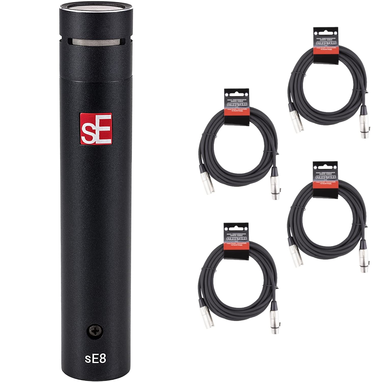 Briskdrop sE Electronics sE8 Small Diaphragm Cardioid Condenser Microphone Bundle with 4 XLR Cables - Perfect for Podcasting, Voice Over, Studio Recording & Live Performances