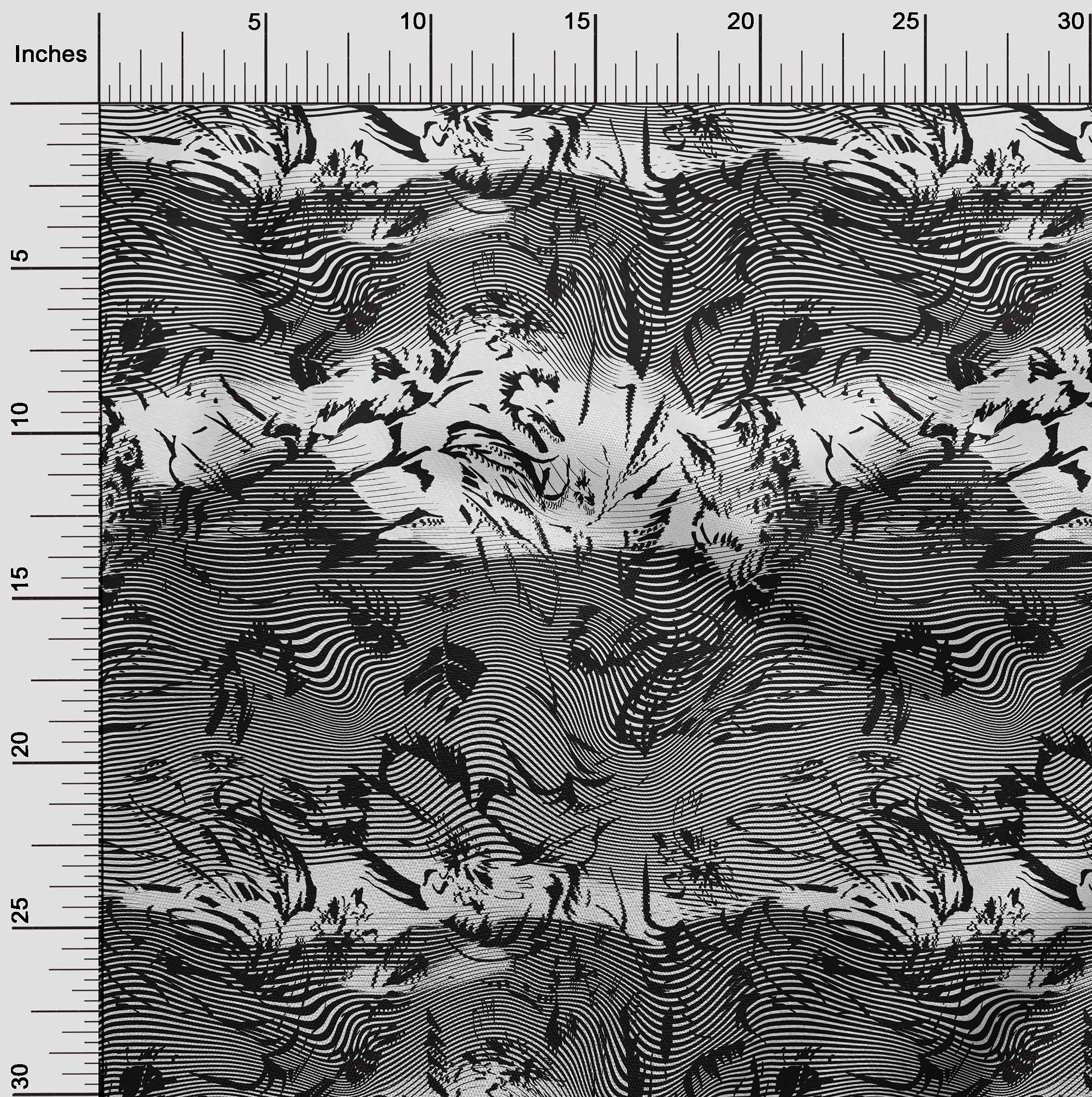 Premium 100% Cotton Cambric Black Animal Skin Print Fabric by The Yard - 56