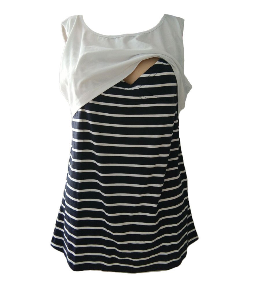 Nituyy Women's Double-Layered Patchwork Maternity Nursing Tank Top - Comfortable Breastfeeding Cami Vest for Pregnancy & Postpartum Wear (Home, Office, Casual Outings)