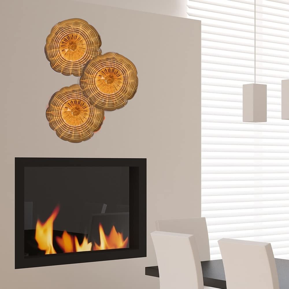 Hand Blown Amber Art Glass Wall Decor - 9 Inch Brown Modern Contemporary Glass Art for Living Room, Bedroom, Office Decor