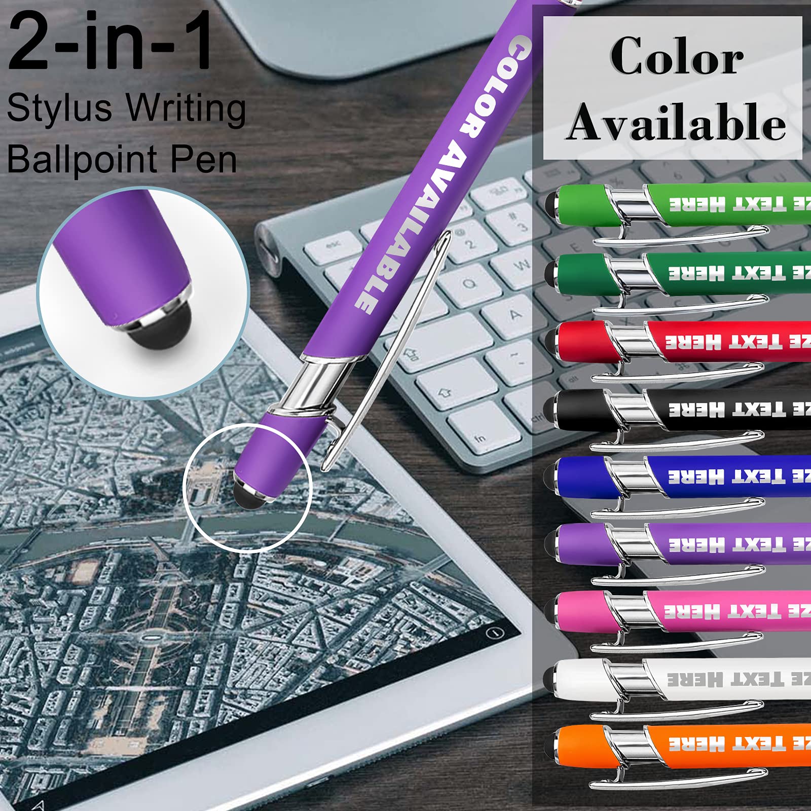 500 Custom Engraved Ballpoint Pens Bulk - Personalized with Business Name/Logo - 150 Stylus Pens (Medium Point, Black Ink, 156 Pcs) - Perfect for Corporate Gifts, Trade Shows & Promotional Events