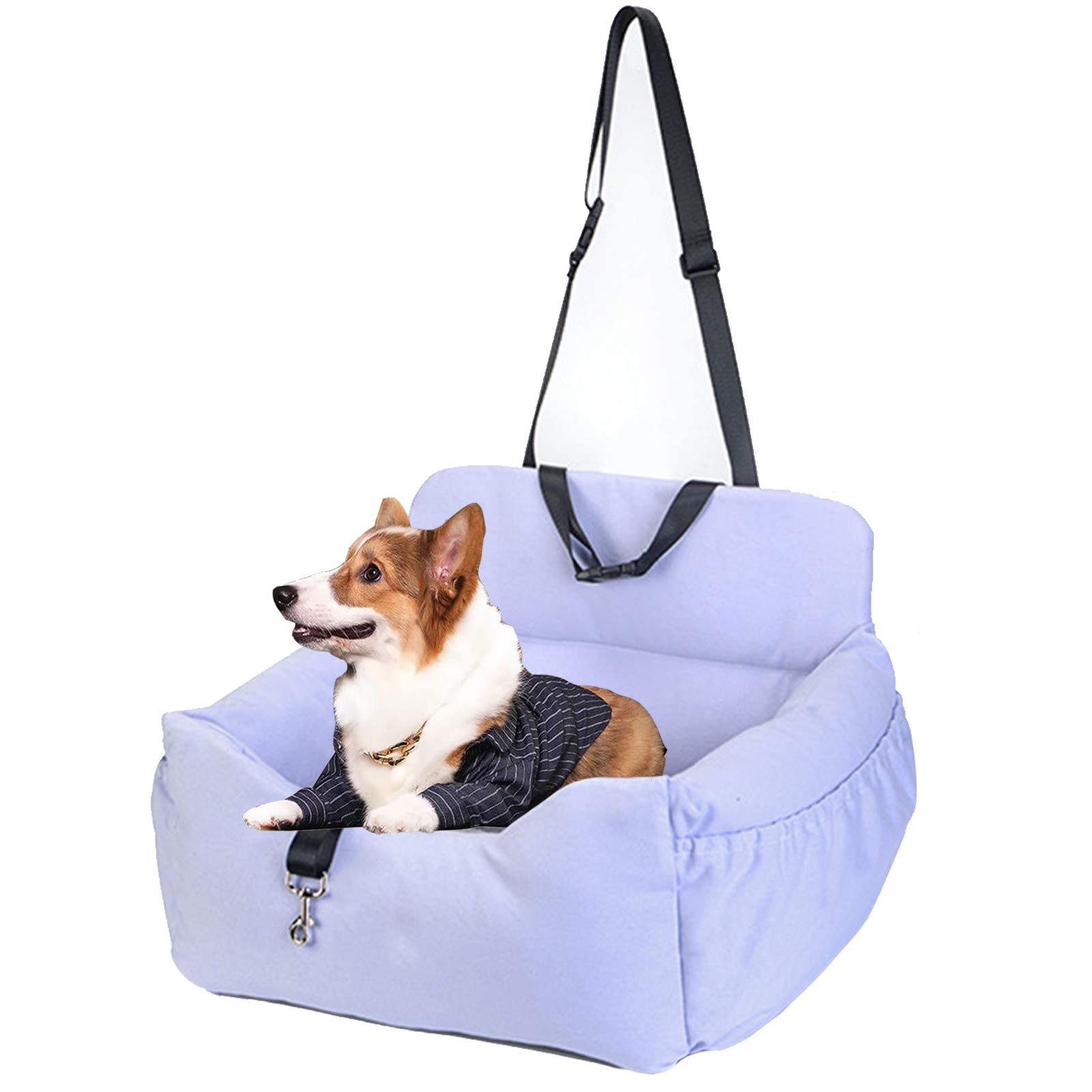 Premium Dog Car Seat for Small & Medium Dogs - Travel Safety Booster with Storage Pocket, Clip-On Leash & Washable Cover - Perfect for Road Trips, Vet Visits & Daily Commutes
