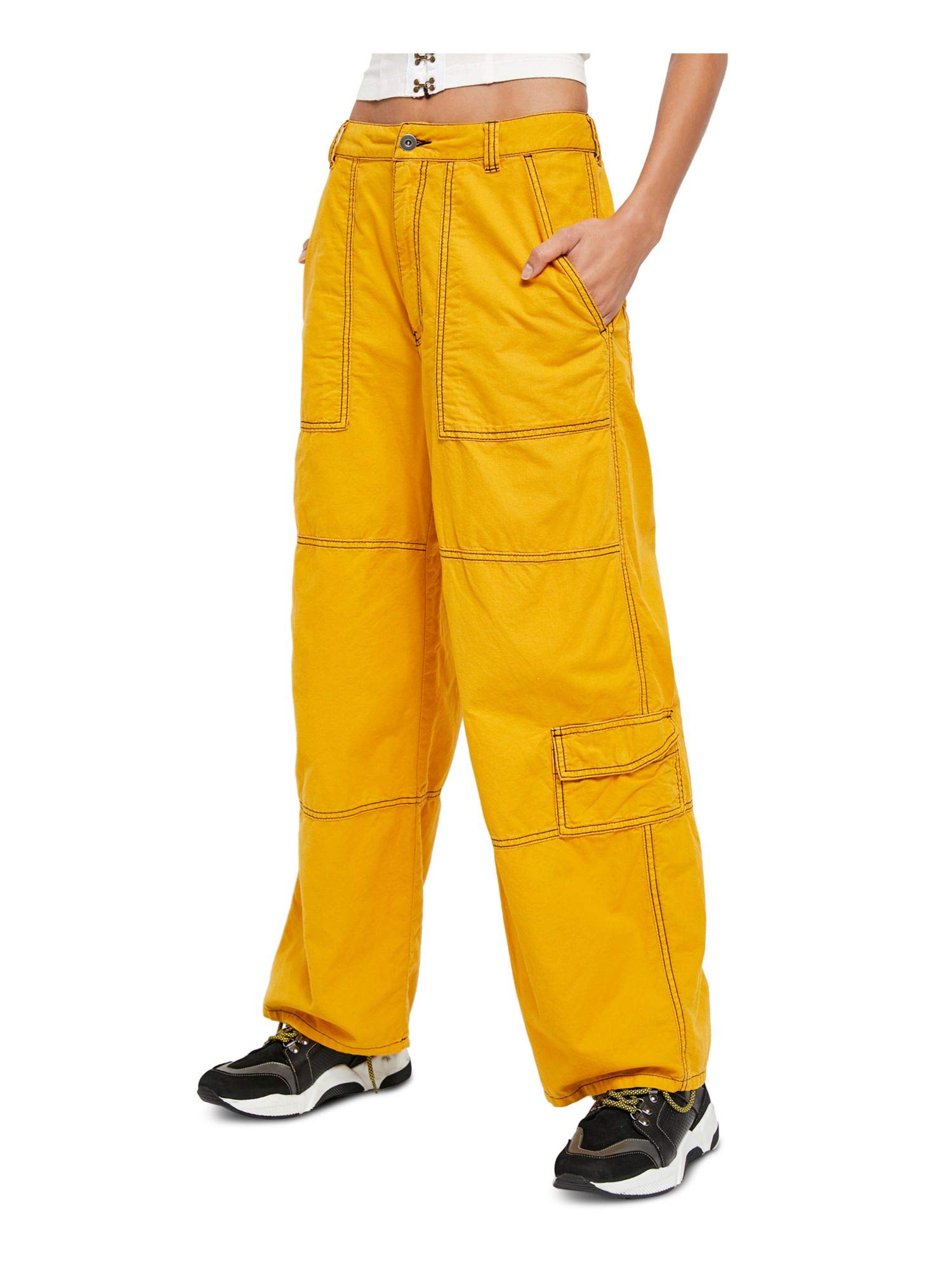 Free Women's Cotton Contrast Wide Leg Pants - Comfortable & Stylish High Waist Lounge Pants for Yoga, Travel & Casual Wear