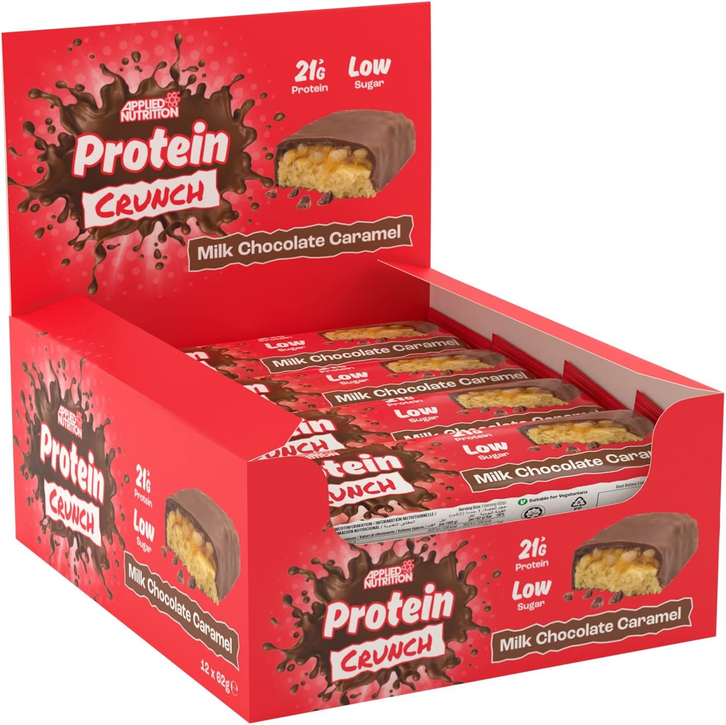 Applied Nutrition Protein Crunch Bar - 12 Pack (62g Each) | High Protein Snack for Weight Loss & Muscle Building | Perfect for Gym, Work & On-the-Go Nutrition