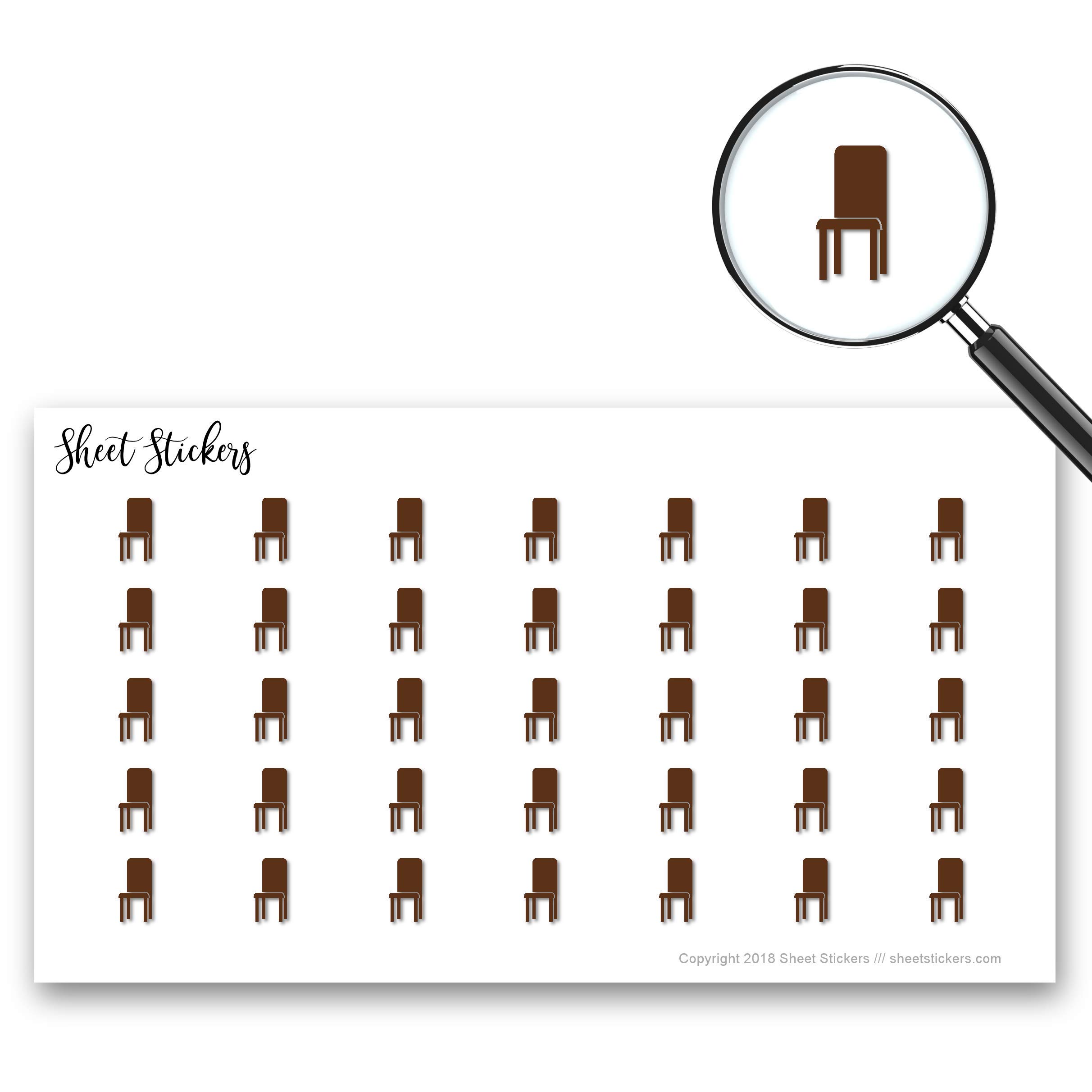Dining Chair Sticker Sheet - 77 Mini Stickers for Journal, Planner, Scrapbook, Bujo & DIY Crafts | Perfect for Home Decor, Bullet Journaling & Creative Projects (Item #234280)