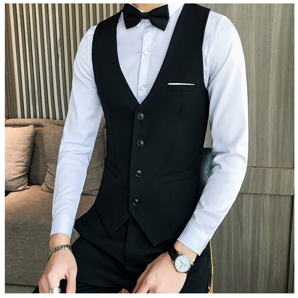 Men's Single-Breasted Solid Color Suit Vest - Formal Business Casual Dress Vest for Weddings, Office & Special Occasions (Color: A, Size: M)