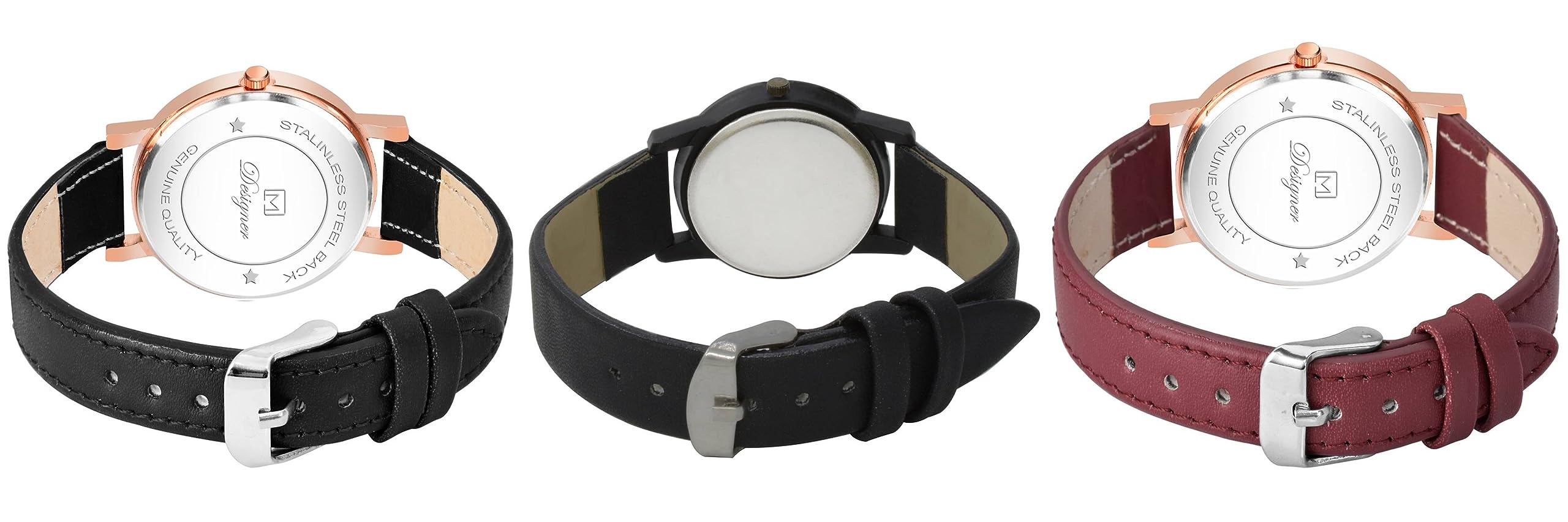 Stylish Bollywood Designer Analog Watches for Women & Girls - Leather Strap, Floral Print, Quartz Movement - 3-Pack Combo Set | Perfect for Parties, Weddings & Everyday Fashion Accessories