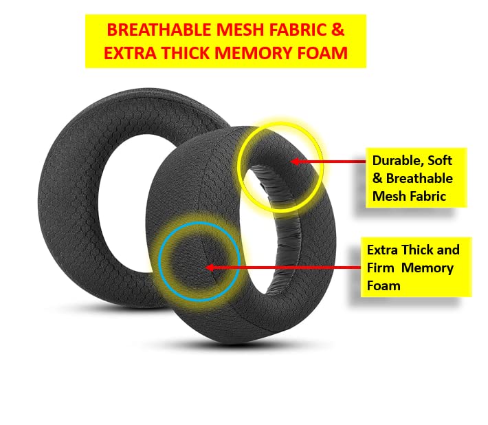 OYSTERBOY Replacement Ear Pads for PS5 - Compatible with Sony PlayStation Pulse 3D Wireless Headset - High-Density Memory Foam Cushions with Noise Cancelling & Breathable Mesh Fabric - Perfect for Gaming, Streaming & Long Wear Comfort