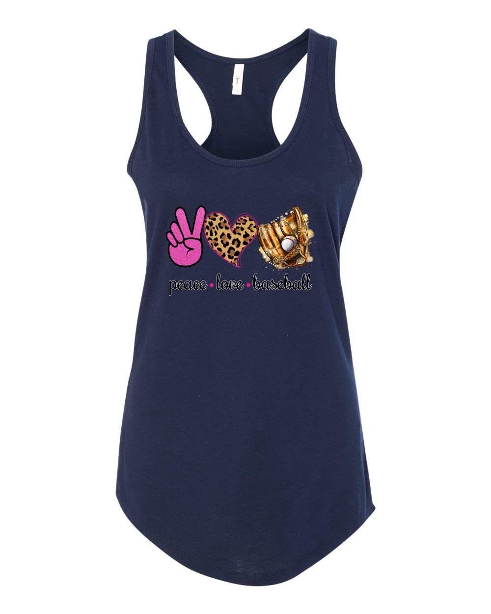 Peace Love Baseball Sports Ladies Racerback Tank Top - Comfortable Athletic Workout Shirt for Women - Perfect for Gym, Running & Casual Wear