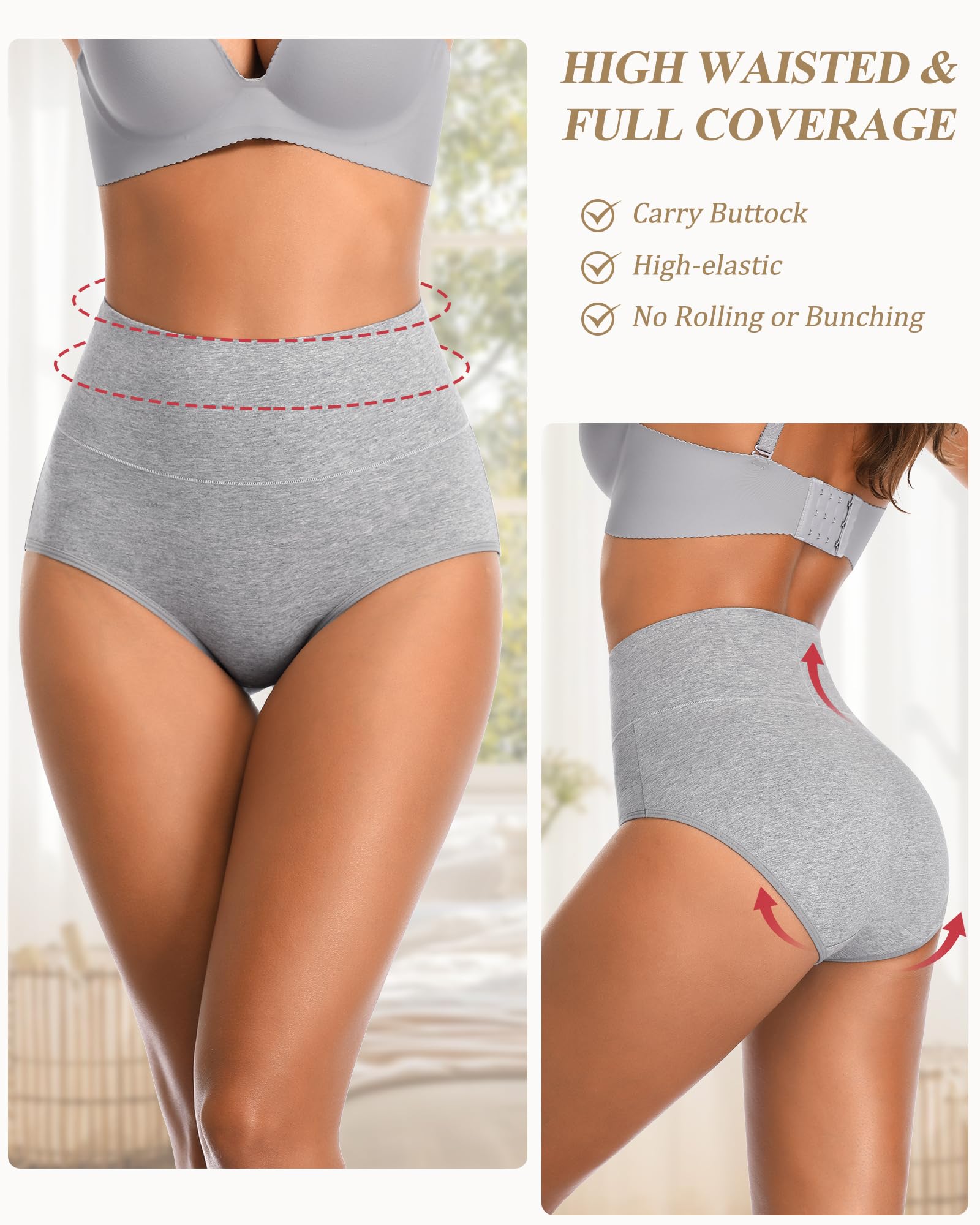 CULAYII Women's High Waisted Cotton Underwear - Tummy Control Panties, Breathable Full Coverage Postpartum Briefs for Comfort & Shapewear | Perfect for Maternity, Post-Surgery & Everyday Wear