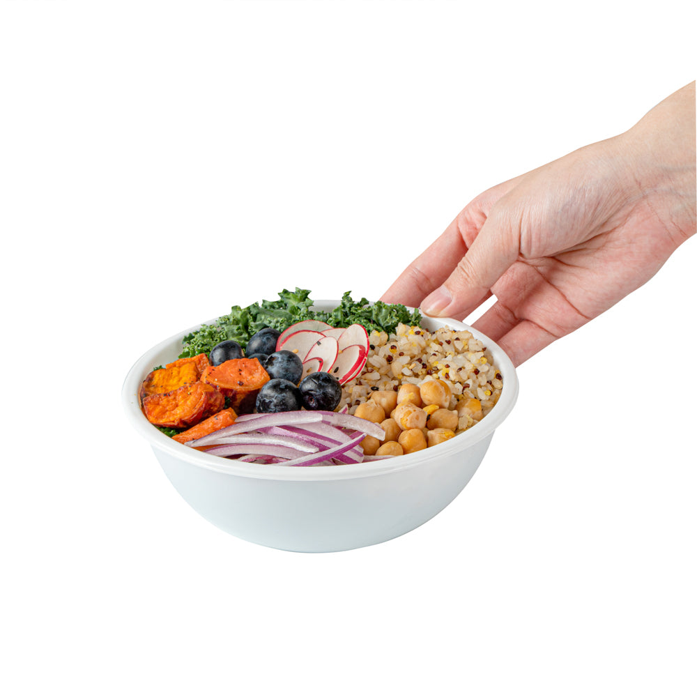 18 oz Round White Plastic Salad Bowls - 6 x 6 x 2.5 Inches - Pack of 200 - Disposable Party Bowls for Salads, Snacks, Desserts & Catering Events