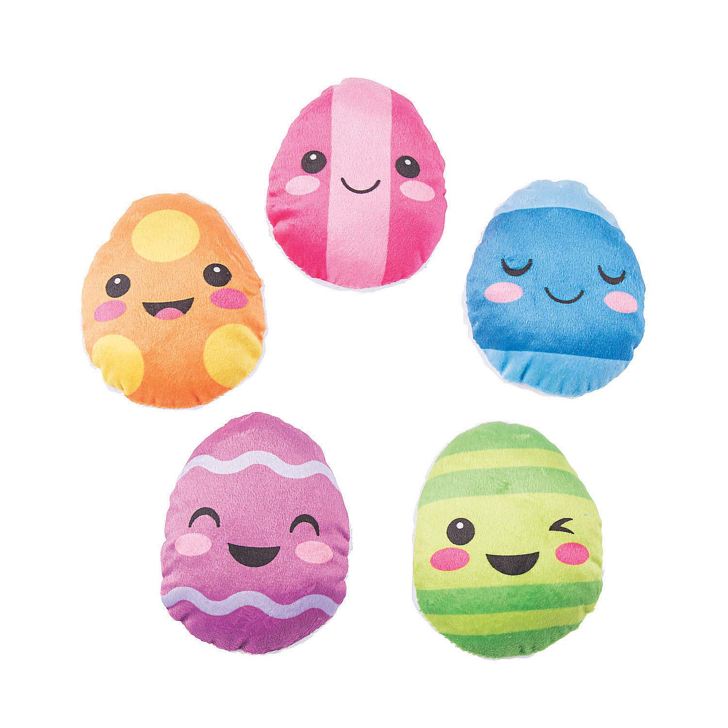 Fun Express Easter ICON Egg Shape Plush Character Toys - 50 Piece Set for Easter Egg Hunt, Party Favors & Classroom Prizes