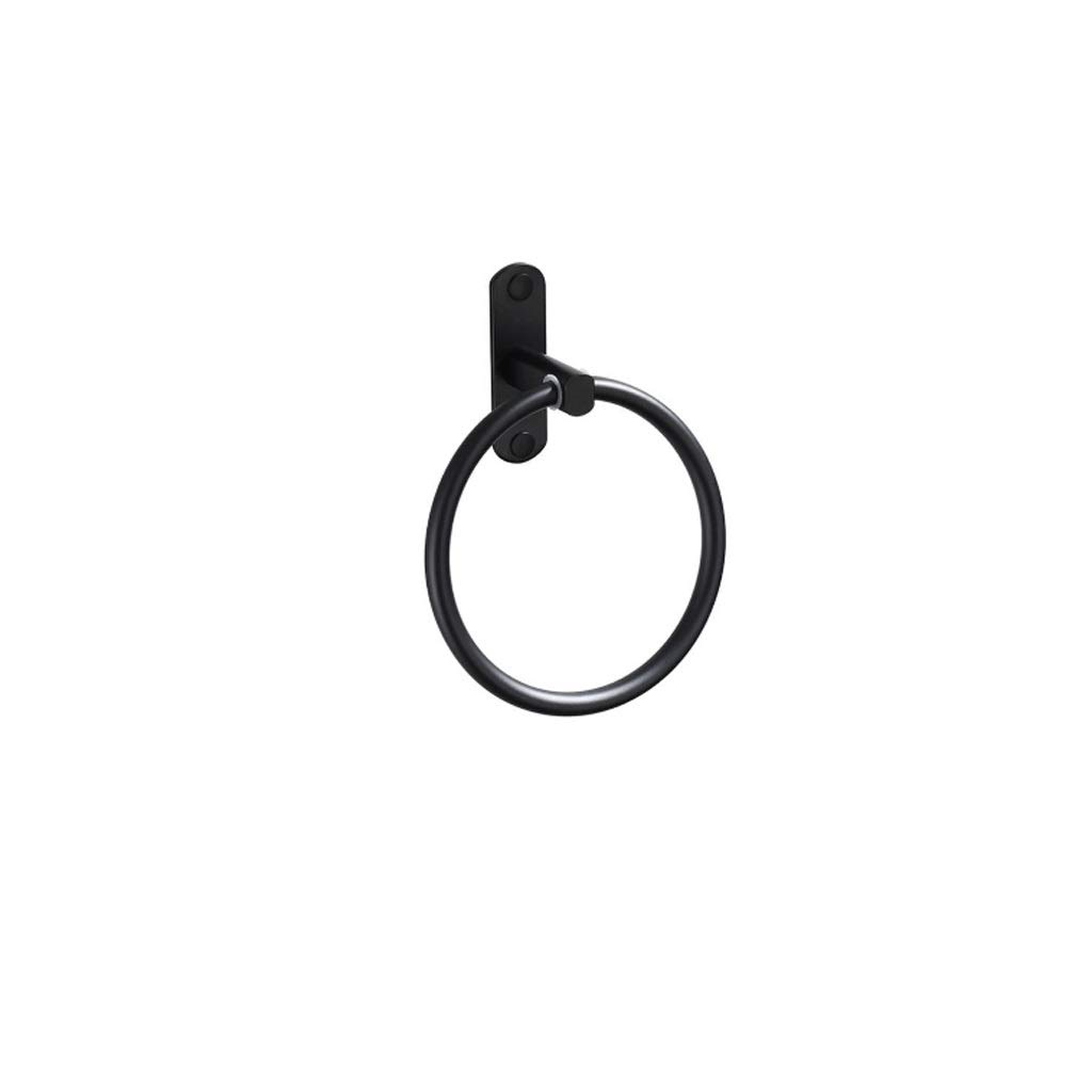 LYMJJ Black Space Aluminum Towel Holder - Round Wall Mounted Towel Ring Rack for Bathroom, Kitchen & Hotel (Modern Home Decor Accessory) - Perfect for Hanging Hand Towels, Washcloths & Bathroom Essentials