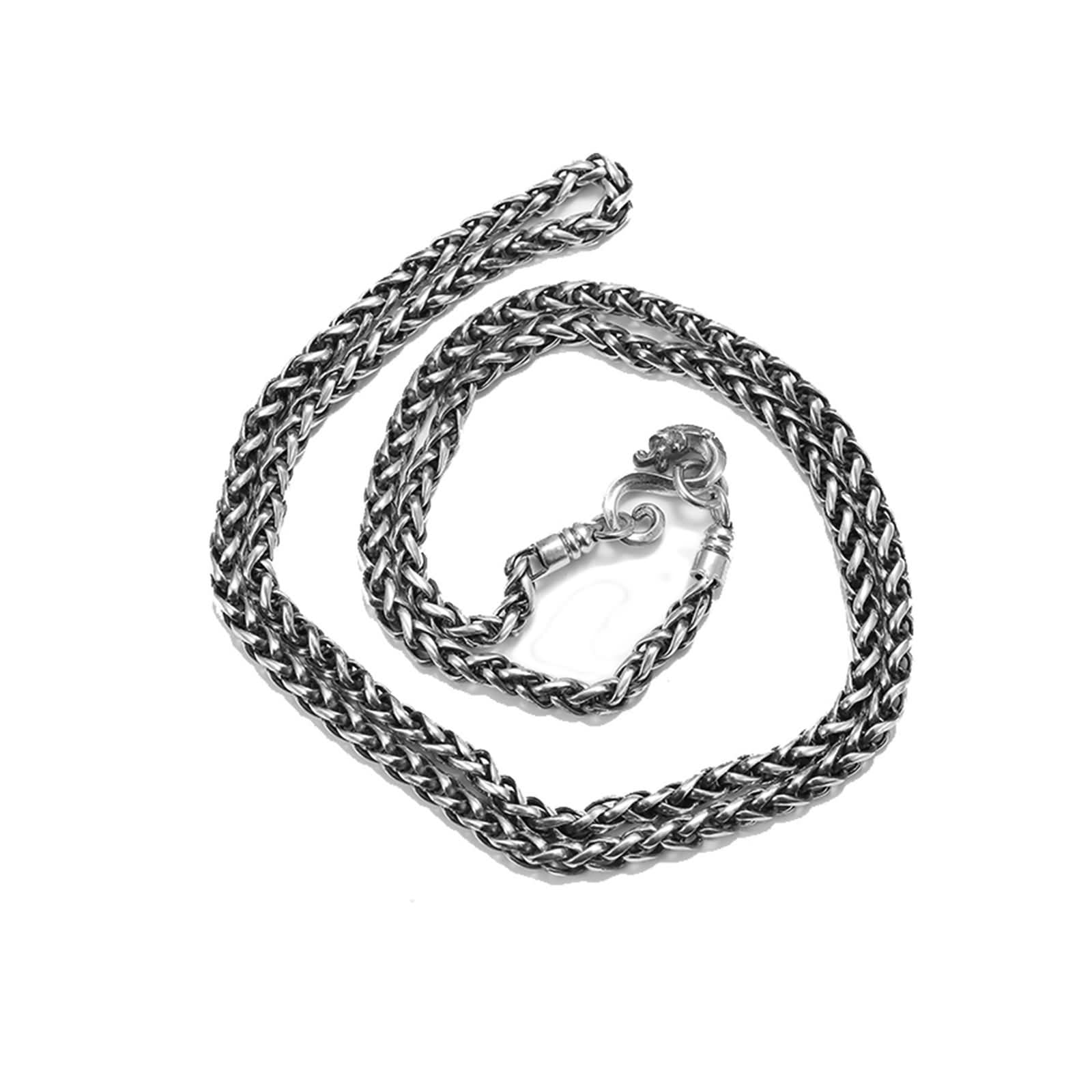 3mm Twisted Rope Chain Necklace for Men - 20 Inch Sterling Silver Gothic Style Necklace | Perfect for Punk Fashion, Goth Outfits & Everyday Wear