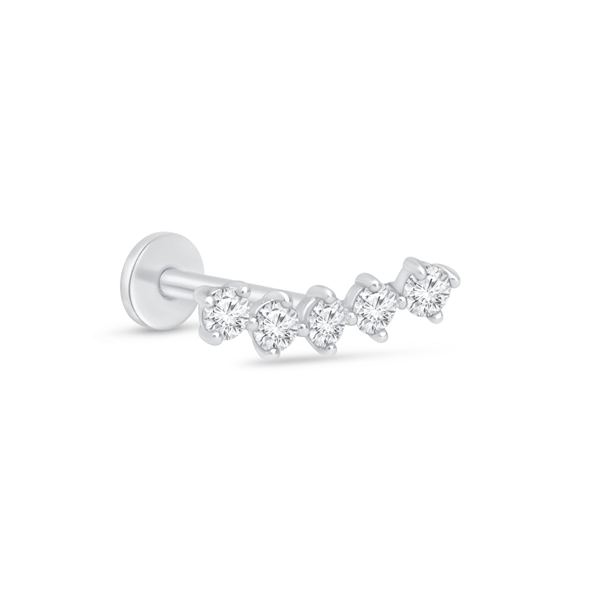 14K White Gold Diamond Constellation Ear Climber Flat Back Stud Earrings - Elegant Celestial Jewelry for Women, Perfect for Parties, Weddings & Special Occasions