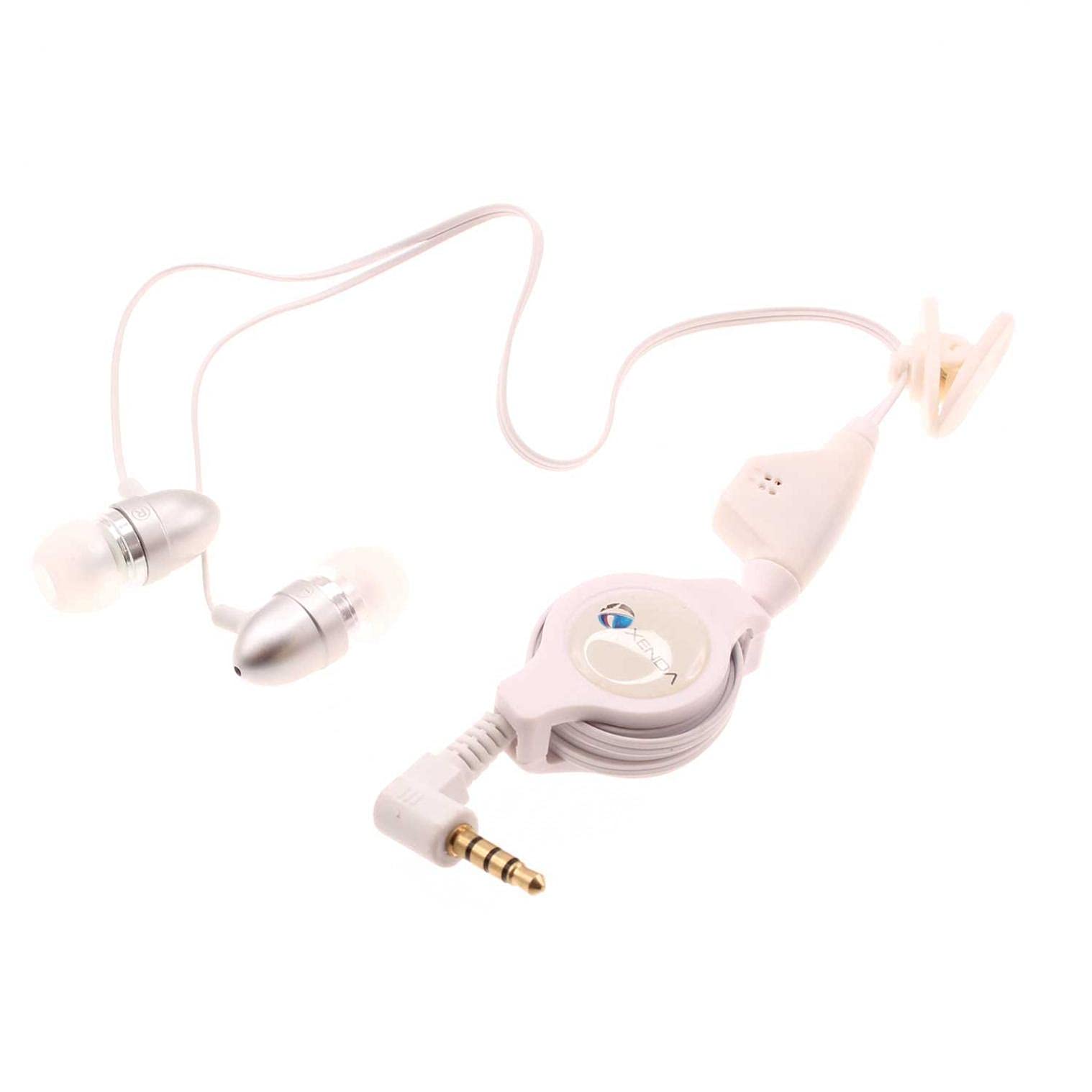 Retractable Wired Headphones with Mic - 3.5mm Hands-Free Earpiece for TCL 30 XE 5G & Tab 8 - Perfect for Workouts, Commuting & Office Calls