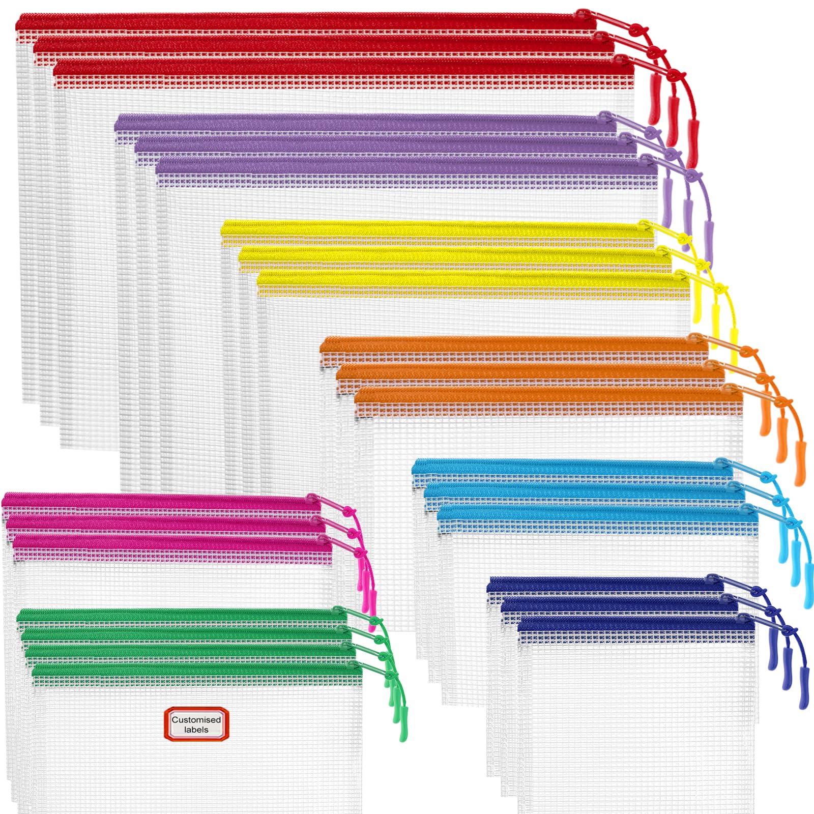 25pcs Clear PVC Mesh Zipper Pouch Bags for Organization & Storage - Travel, School, Home & Toy Storage Organizers | Multipurpose Storage Solution for Clothes, Makeup, Office Supplies & More
