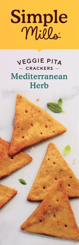 Simple Mills Veggie Pita Crackers, Mediterranean Herb - Gluten Free, Vegan, Paleo Friendly Healthy Snacks, 4.25oz (Pack of 1) | Perfect for Lunchboxes, Parties & On-the-Go Snacking