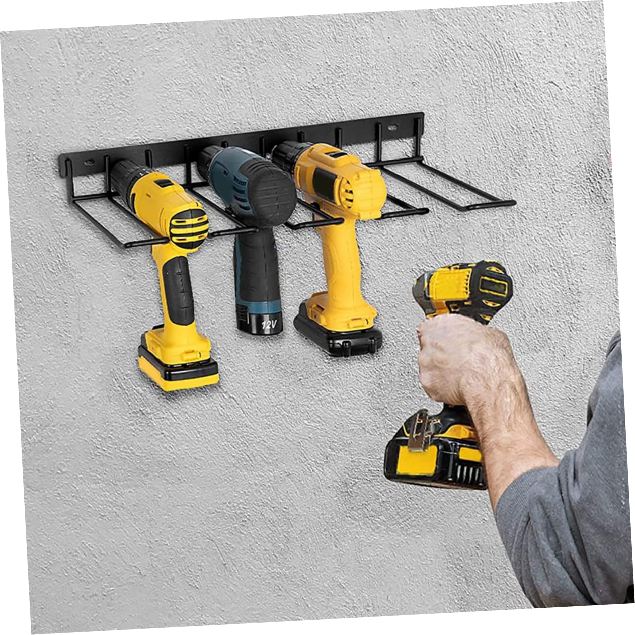 Jojofuny Electric Drill Storage Rack - Iron Tool Organizer for Cordless Drills & Power Tools - Workshop Use