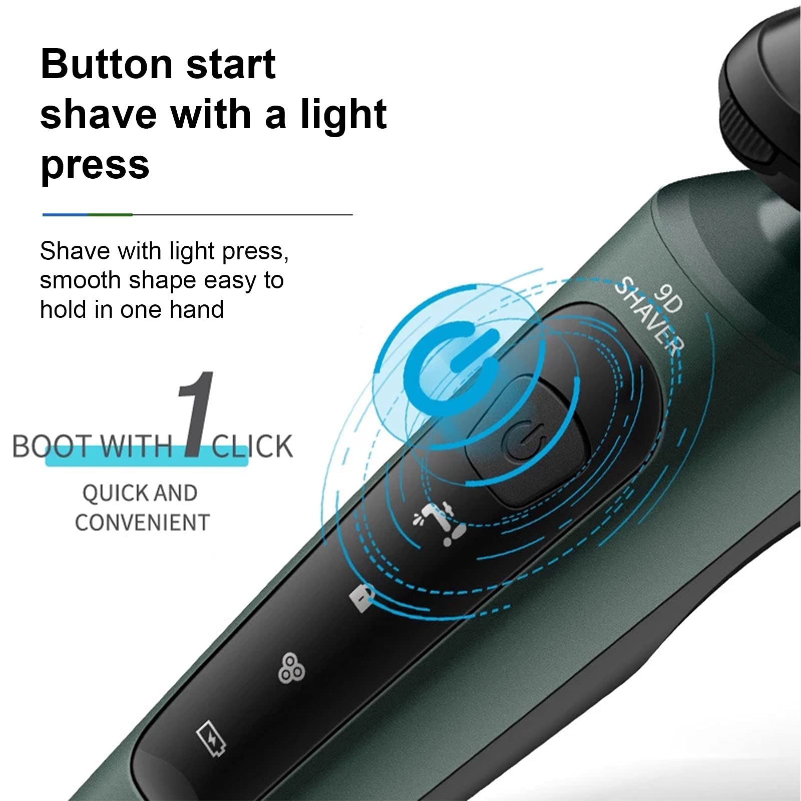 9D Electric Razor for Men - Rechargeable Wet/Dry Shaver with 3 Floating Heads, LED Display & Fully Washable - Beard Trimmer & Hair Clipper for Home, Travel & Gym Use