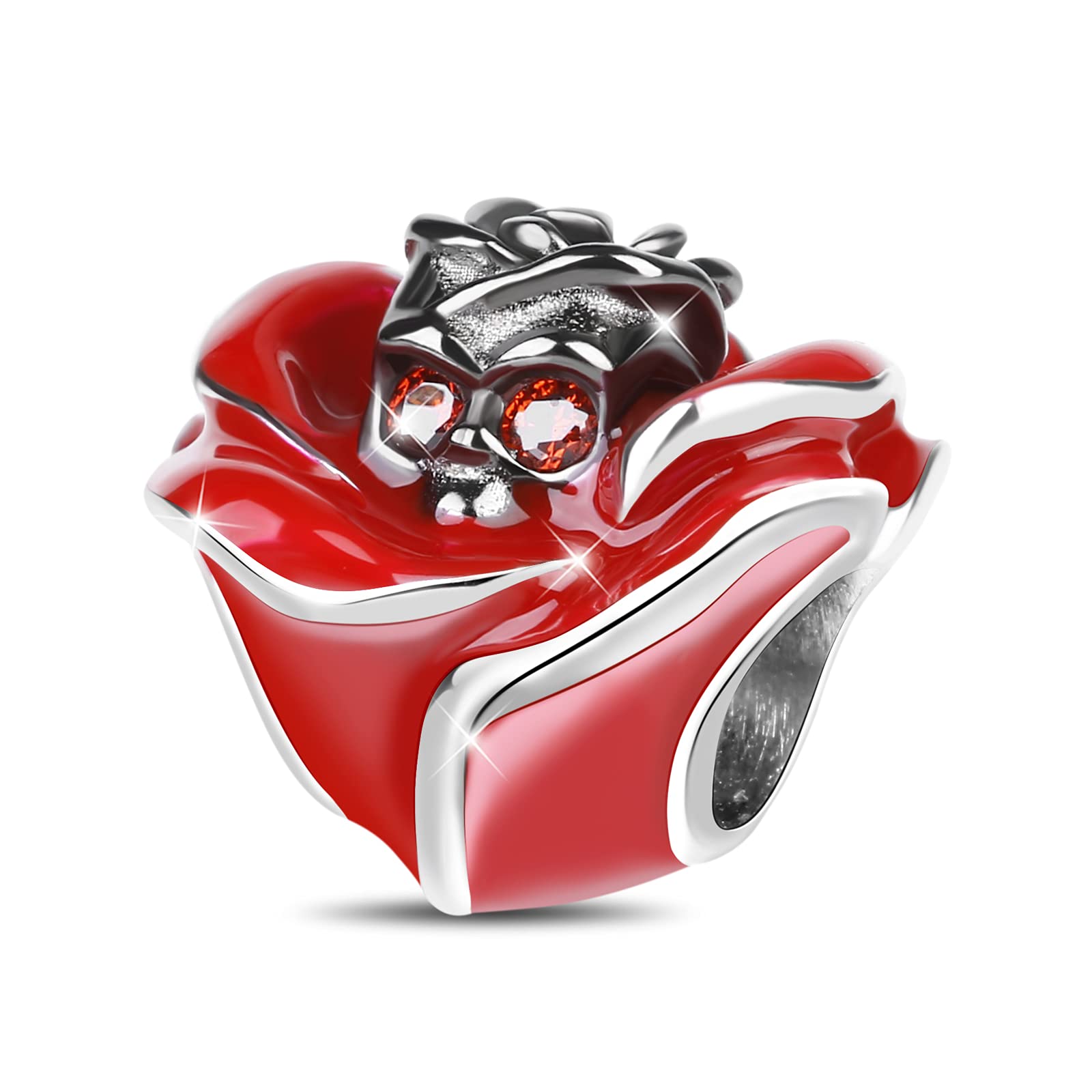 925 Sterling Silver Skull and Rose Charm Bead - Gothic Jewelry for Bracelets & Necklaces - Perfect Halloween Gift for Women & Men - Live for the Beauty of Today - Ideal for Gothic Fashion, Punk Style, and Dark Romantic Outfits