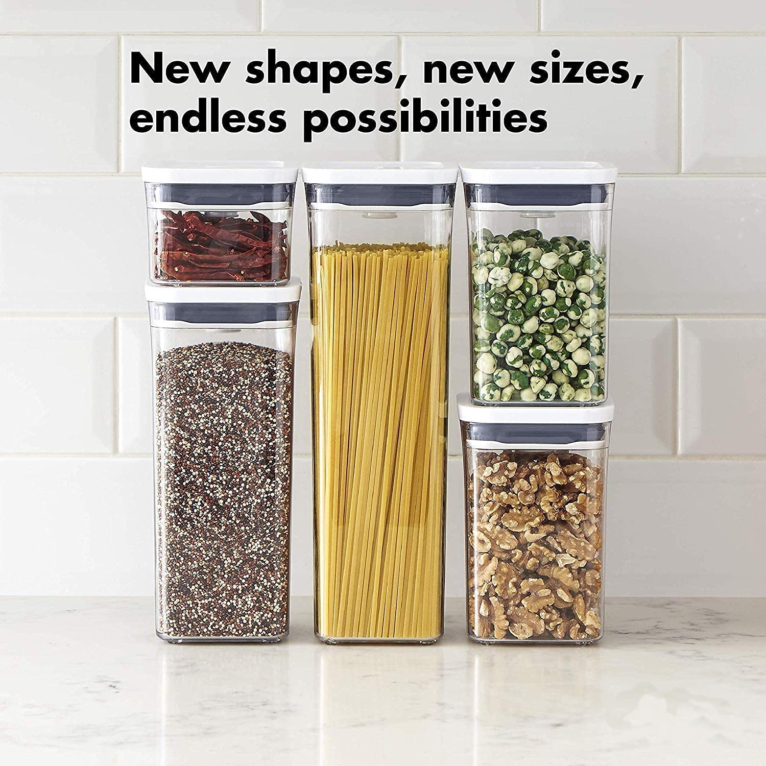 OXO Good Grips 4.4-Quart Square Airtight Food Storage Containers for Flour, Sugar, Cereal & Dry Goods - BPA-Free Kitchen Organization Set of 4 - Perfect for Pantry, Baking & Meal Prep