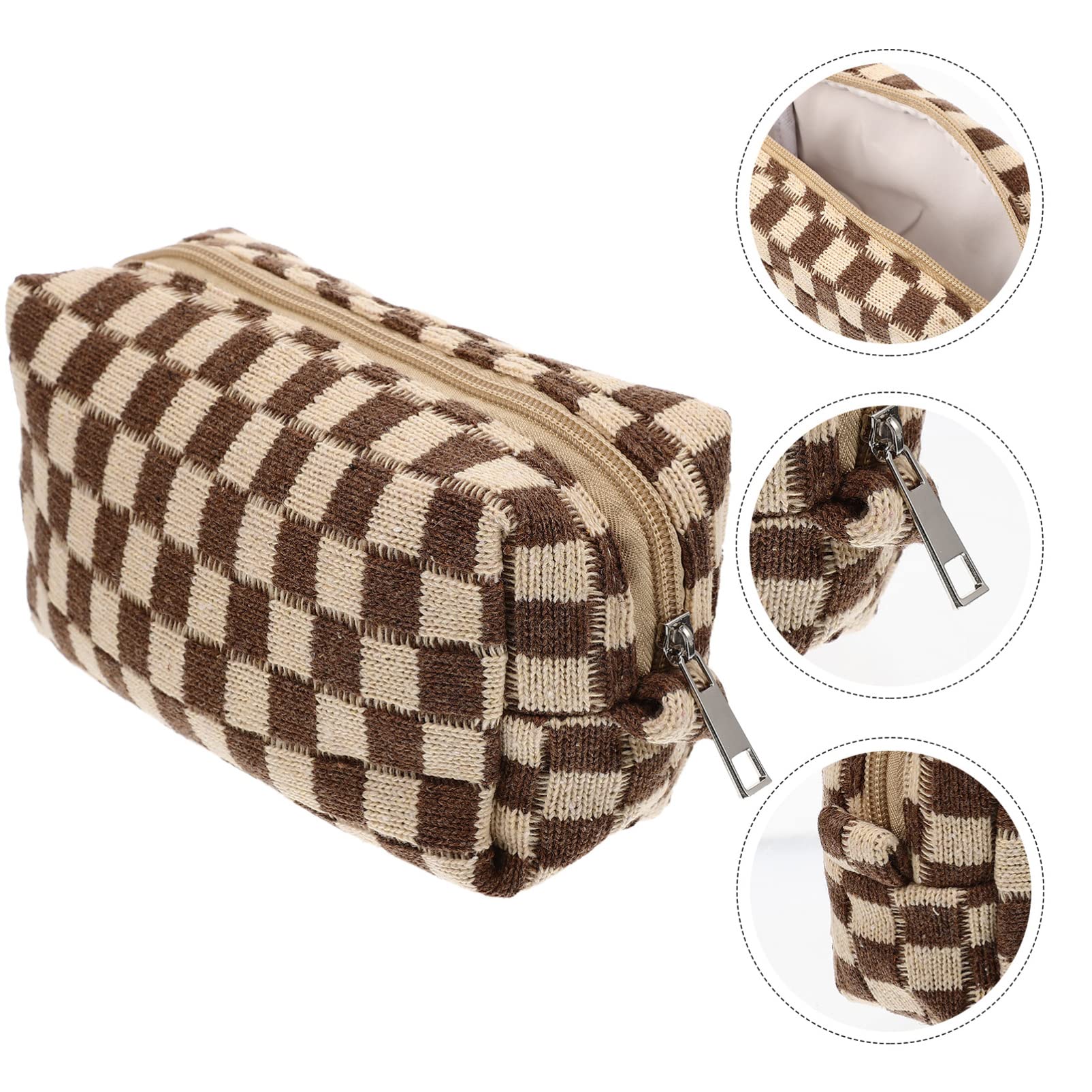 SOIMISS Checkered Makeup Bag for Women & Girls - Waterproof Cosmetic Organizer, Travel Toiletry Pouch, Makeup Brush Storage Case - Perfect for Travel, Gym, Daily Use & Gift Giving
