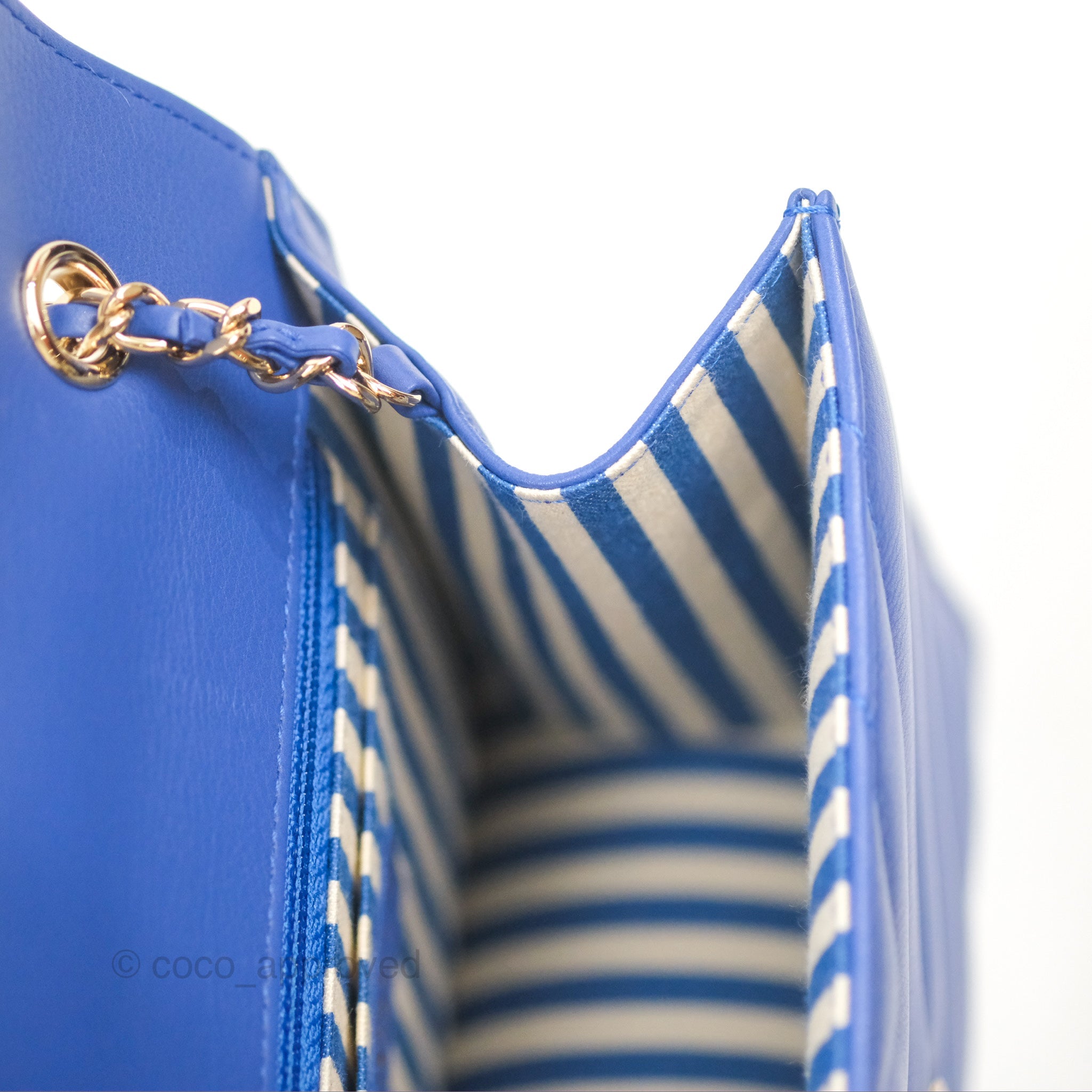 Chanel Chevron Square Envelope Flap Bag Royal Blue 19C - Luxury Designer Handbag for Women, Perfect for Evening Parties, Date Nights & Special Occasions