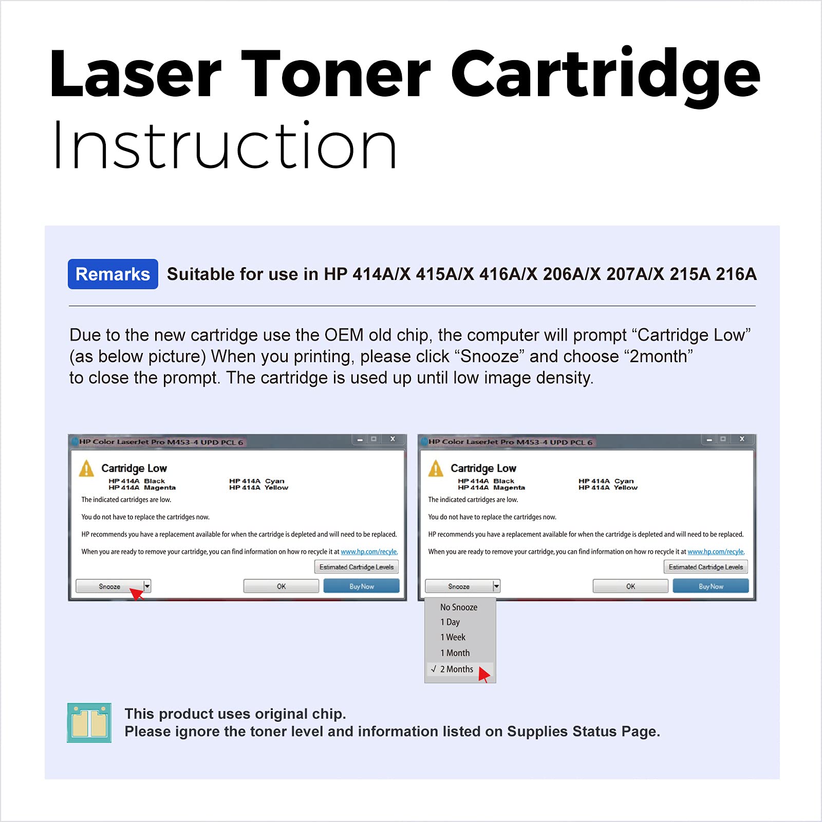 myCartridge 414A Toner Cartridges 4 Pack (with Chip) - Compatible Replacement for HP 414A/414X/W2020A - Works with HP Color Pro MFP M454dw, M479fdw, M479fdn, M454dn Printers - High Yield Printing for Office & Home Use