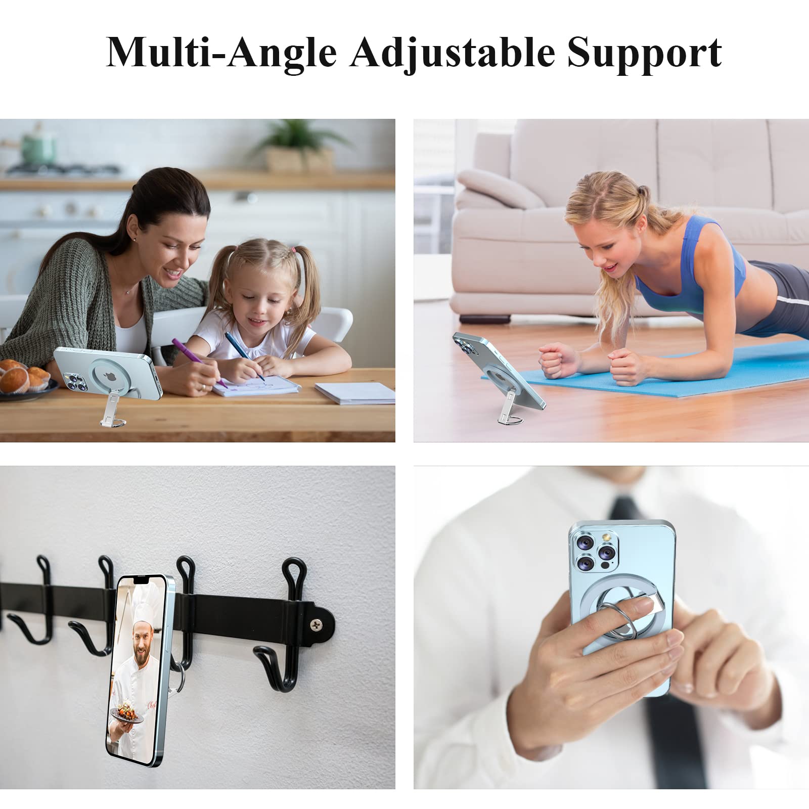 Magnetic Phone Grip Holder for iPhone - 360° Adjustable Kickstand & MagSafe Accessories | Compatible with iPhone 16/15/14/13/12 Pro Max/Plus/Mini | Perfect for Hands-Free Viewing, Gaming & Video Calls (Sierra Blue)