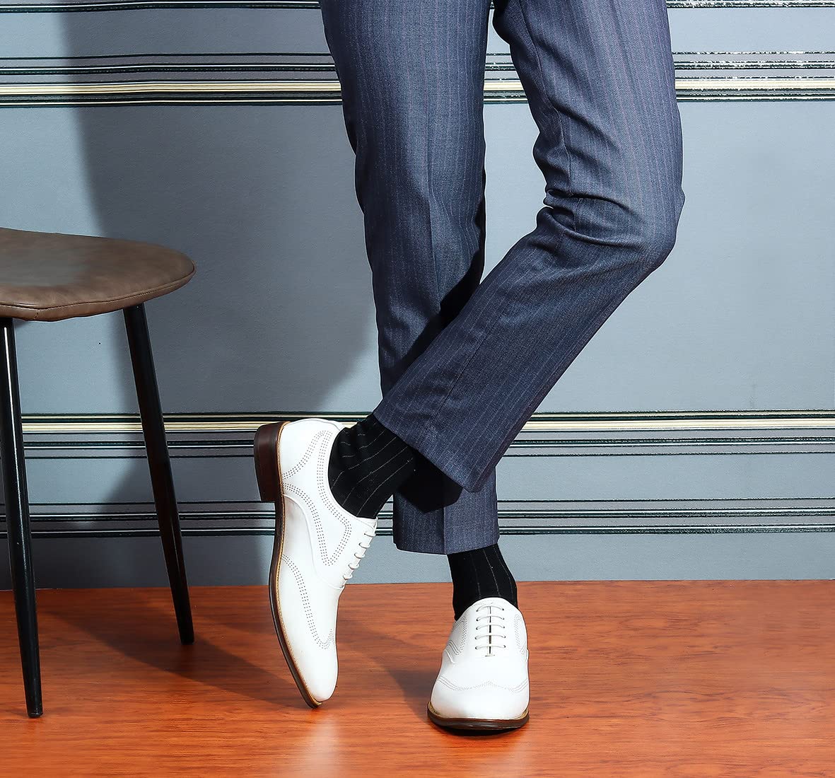 Men's Formal Oxford Dress Shoes - Business Lace Up Shoes for Wedding, Office & Special Occasions - Premium Leather Ivory White Classic Style