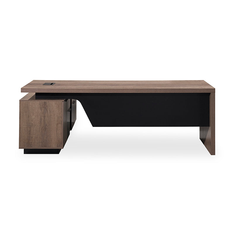 BALDER Executive Desk with Right Return 1.8M-2.0M Warm Oak & Black - Modern Office Furniture for Home & Business Workspaces