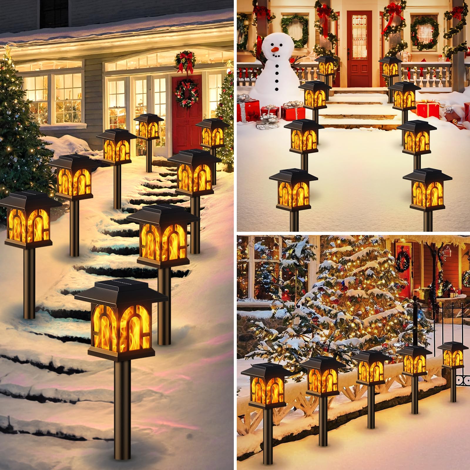 Solar Torch Lights 8 Pack - Waterproof Outdoor Flame Lights for Garden, Patio, Halloween & Christmas Decor