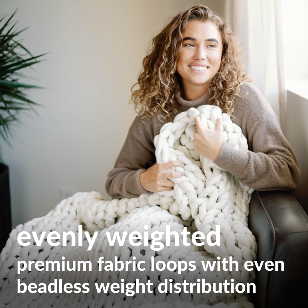Nuzzie Kids Chunky Knit Weighted Blanket 8lbs - Breathable Cooling Handmade Knit Throw for Children - Machine Washable Weighted Blanket for Anxiety & Better Sleep - Nursery Decor (Cream, 40x56 Inches) | Perfect for Bedtime, Sensory Therapy & Cozy Naptime