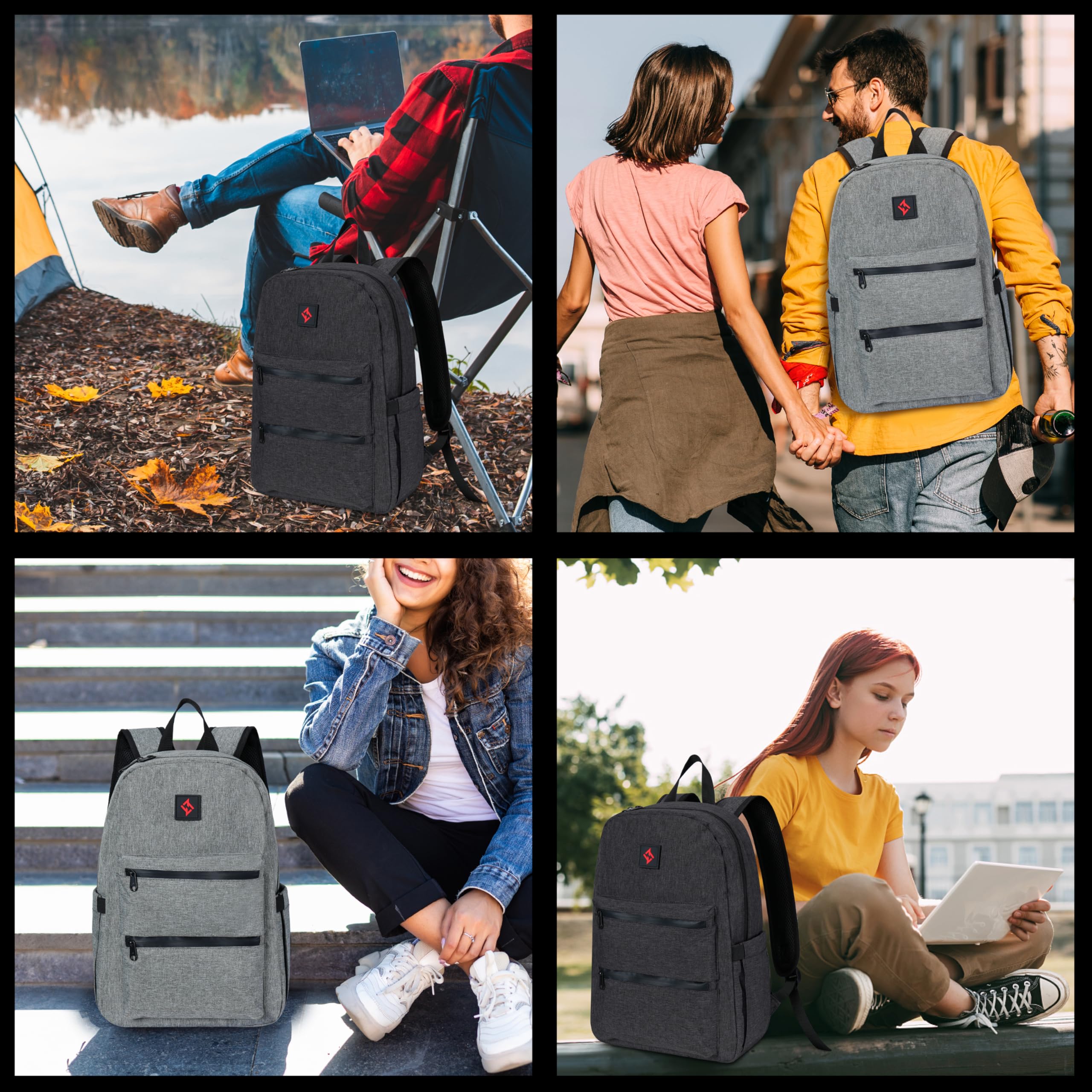 Zazzy Smell Proof Backpack - Lockable Carbon Fiber Odor Resistant Travel Backpack with Secure Lock - Perfect for Travel, Hiking & Outdoor Activities (Black)