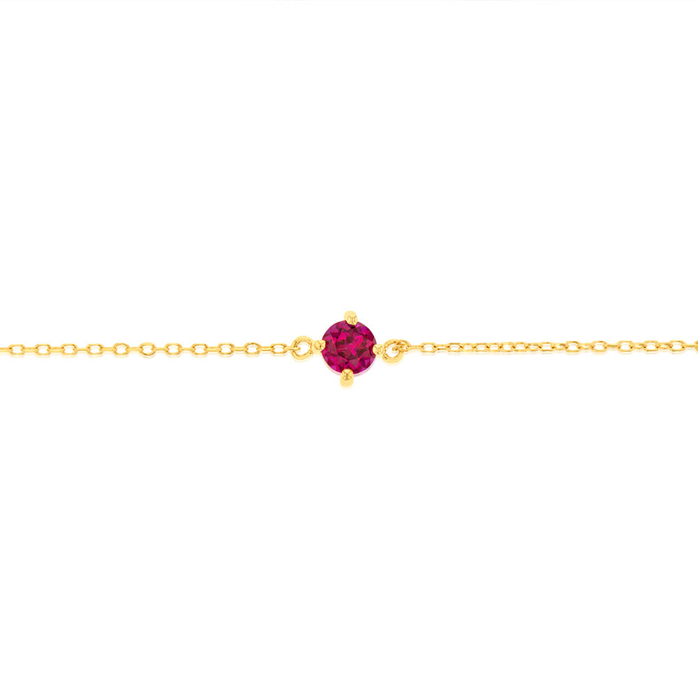 0.30 Carat Lab-Created Ruby Adjustable Gold Bracelet - 17cm 9K Yellow Gold for Women - Perfect for Gifts, Weddings & Special Occasions