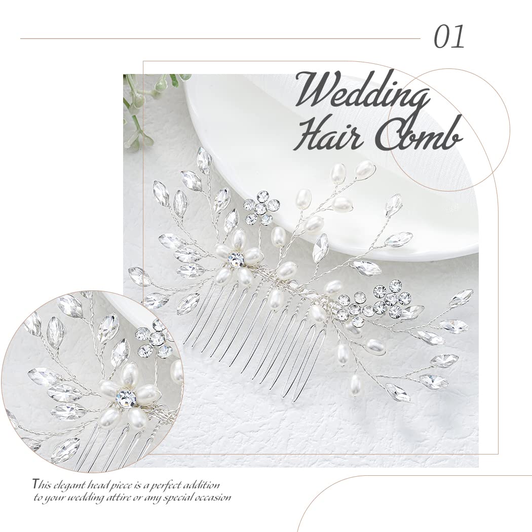 Pearl Bridal Hair Comb - Rhinestone Wedding Hair Jewelry for Women & Girls - Perfect for Brides & Special Occasions