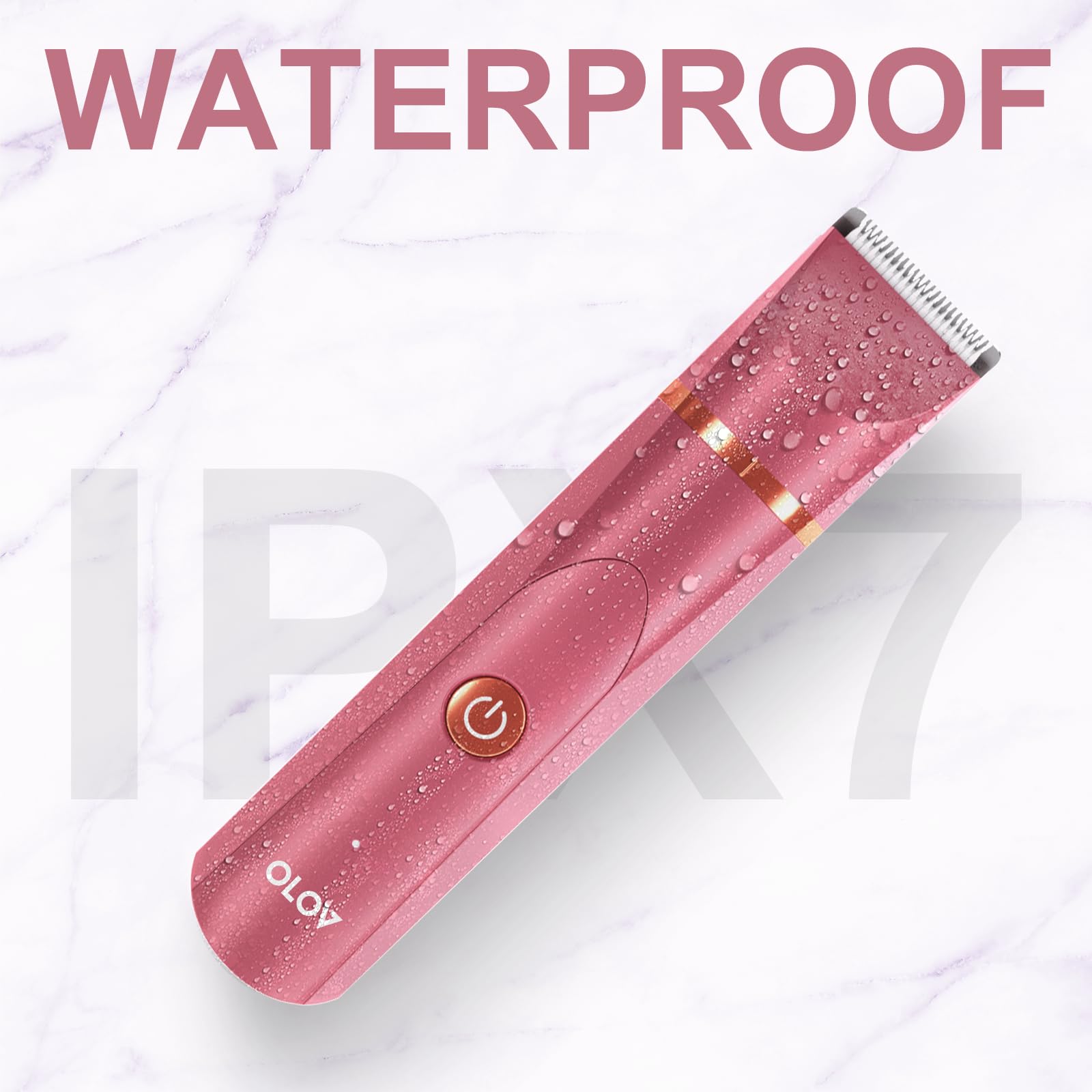 OLOV Electric Body Hair Trimmer for Men & Women - Waterproof Wet/Dry Groin & Bikini Trimmer with Replaceable Ceramic Blades, USB Rechargeable - Perfect for Travel, Gym & Personal Hygiene Care (Red)