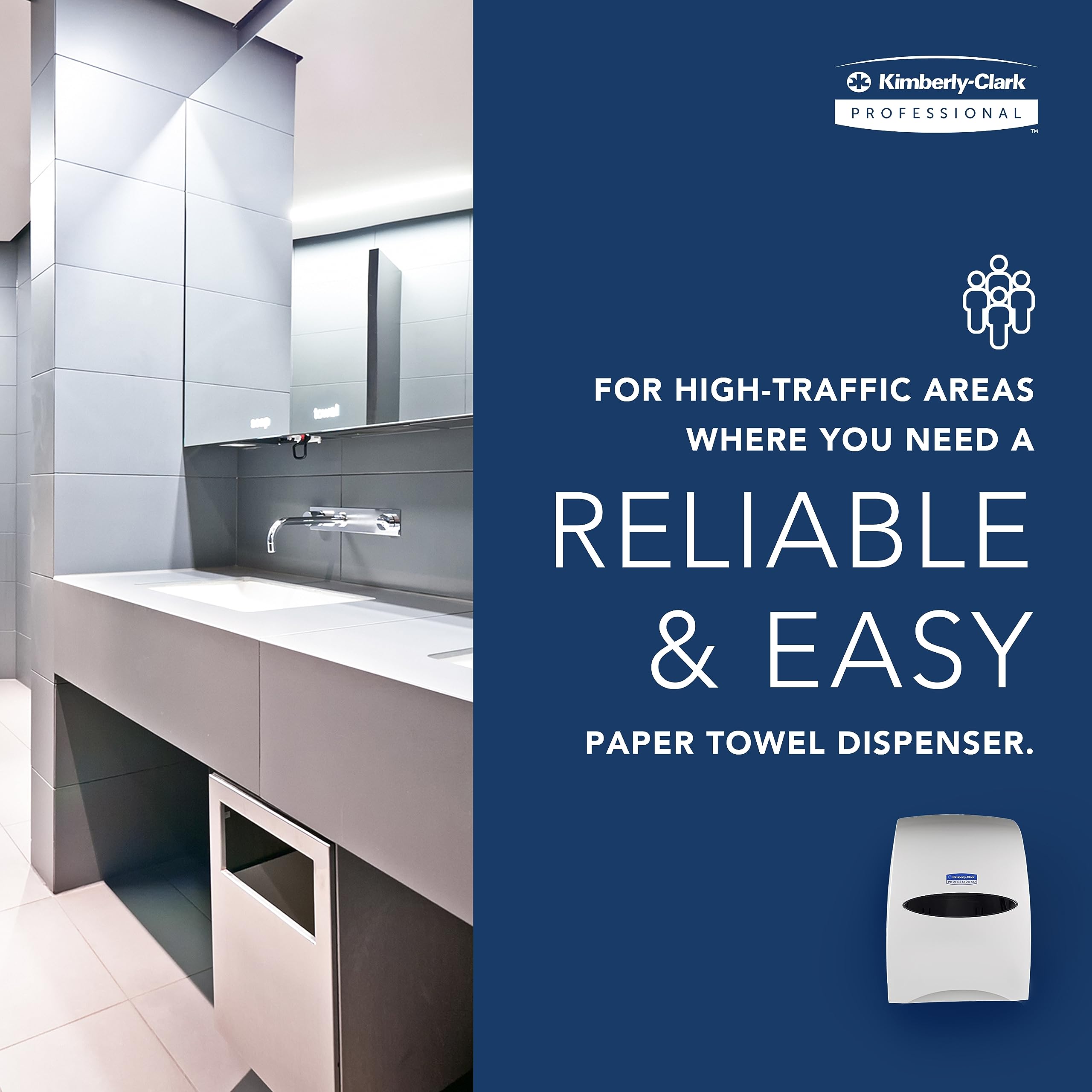 Kimberly-Clark Sanitouch Hands-Free Hard Roll Paper Towel Dispenser (09991) - White, 12.63