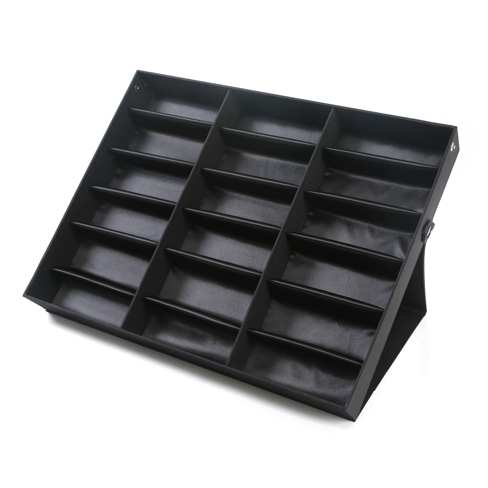 YIYIBYUS 18-Slot Sunglasses Display Case - Eyewear Organizer & Storage Tray for Jewelry, Watches - Black Stand Function - Perfect for Retail Stores, Boutiques & Home Organization