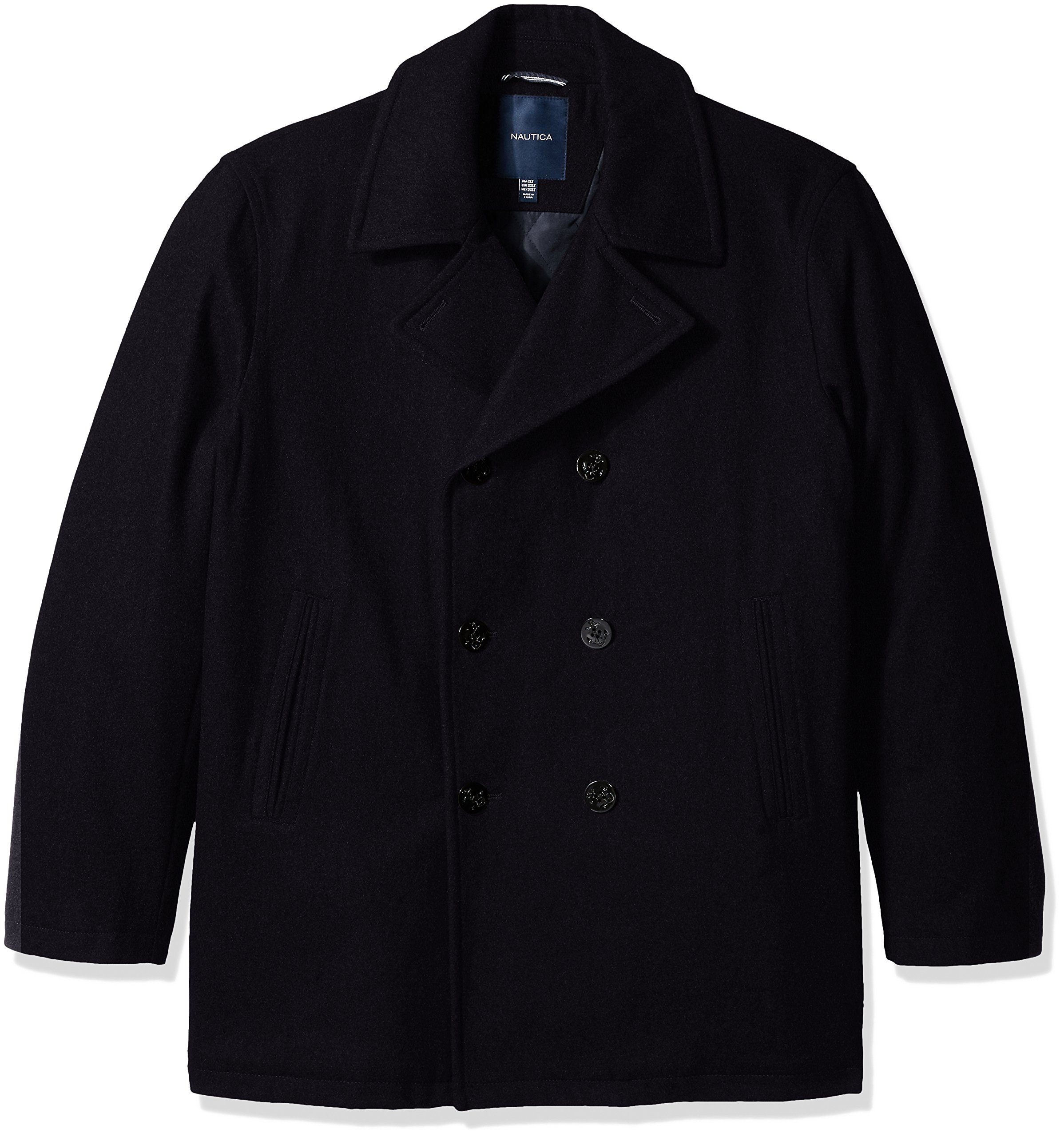 Nautica Men's Big & Tall Wool Peacoat - Winter Warm Wool Blend Overcoat for Tall Men | Perfect for Business, Office & Formal Occasions