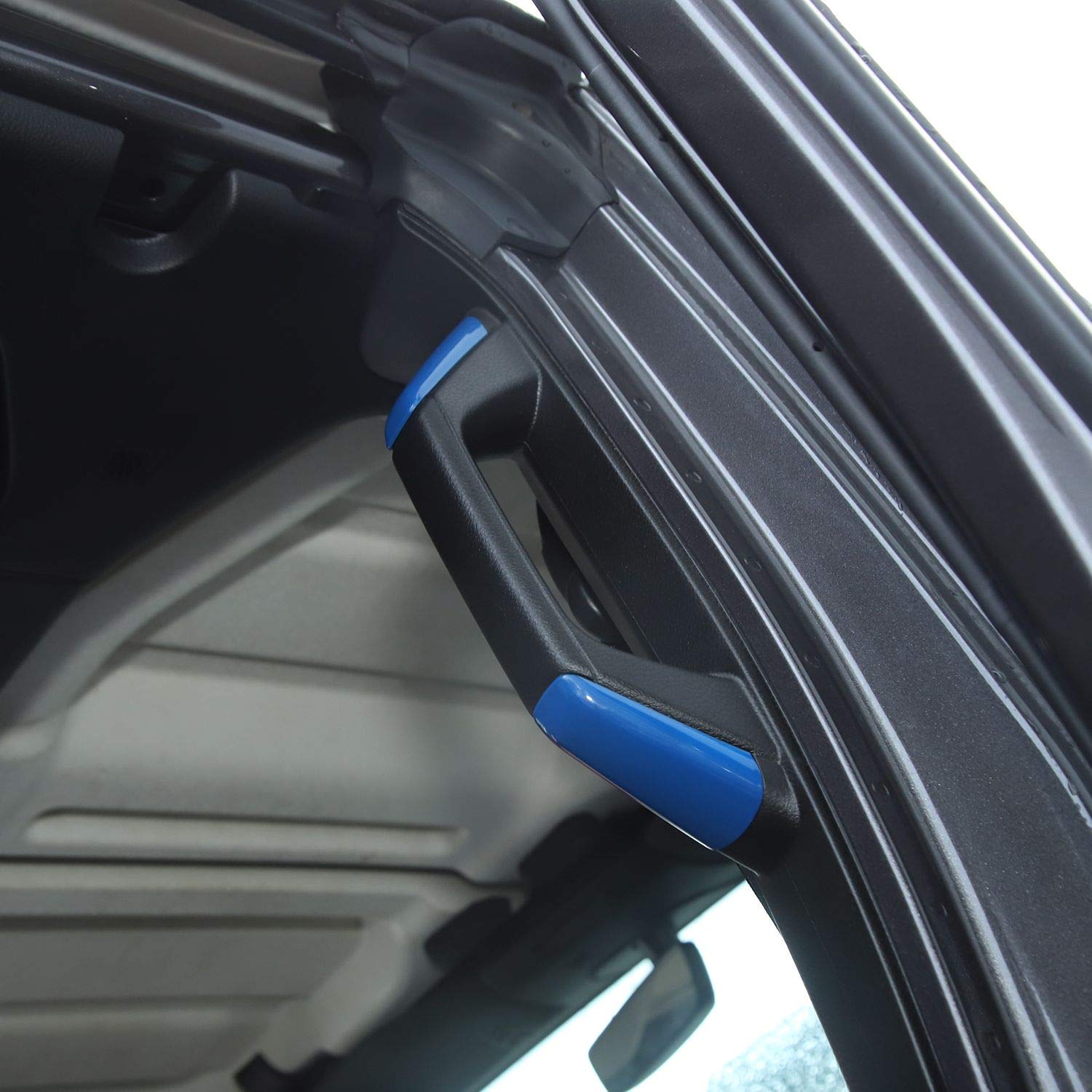2018-2023 Jeep Wrangler JL JLU Gladiator JT 4XE A&B Pillar Grab Handles Trim Cover - ABS Blue Interior Accessories (8pcs) - Perfect for Off-Roading & Daily Driving
