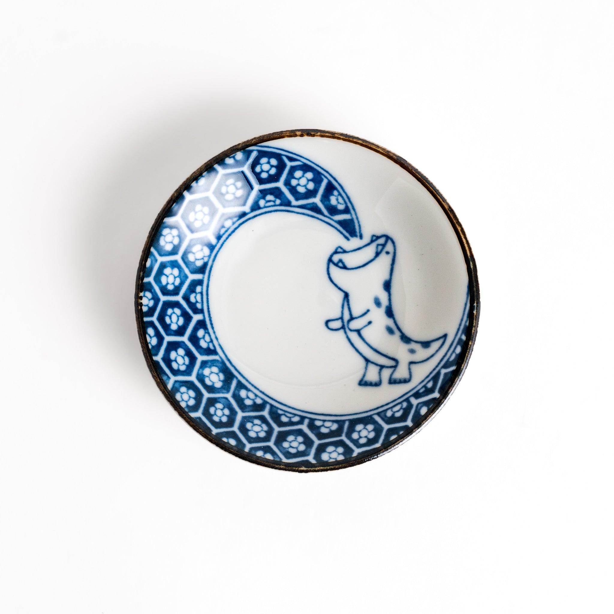 Dinosaur Sauce Dish with Chopsticks Rest - Cute Dinosaur-Shaped Soy Sauce Dish with Built-in Chopstick Holder - Perfect for Sushi, Dumplings, and Asian Cuisine